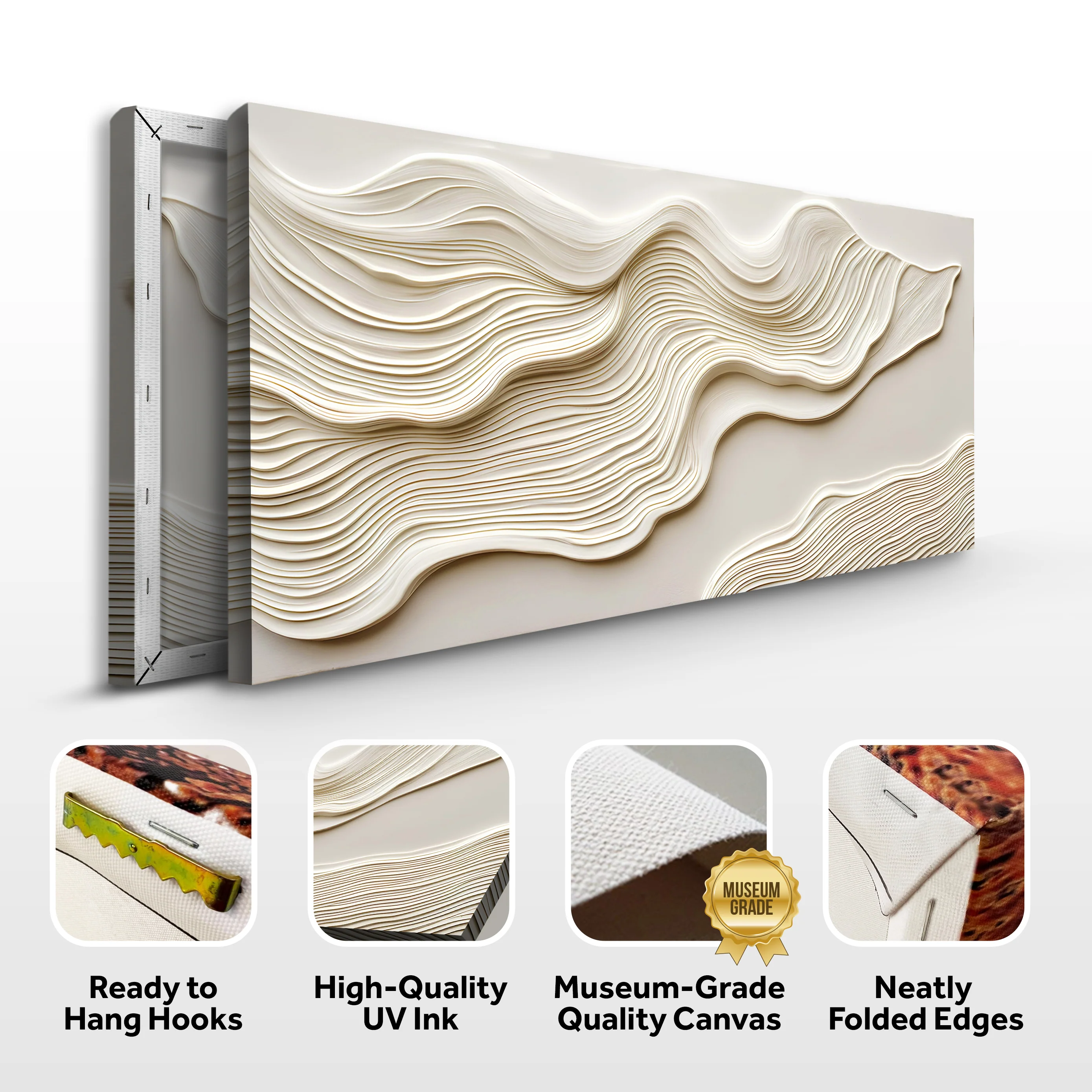 Ivory Impasto Abstract Wall Art - Image 8