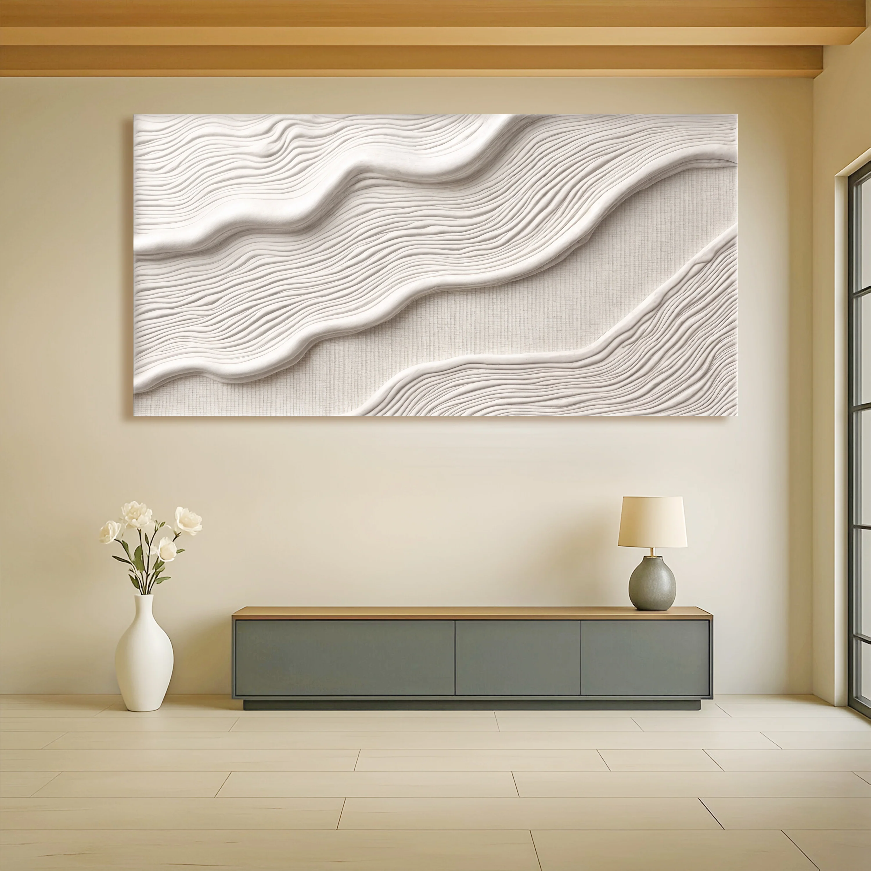 Ivory Impasto Abstract Wall Art II - Image 4