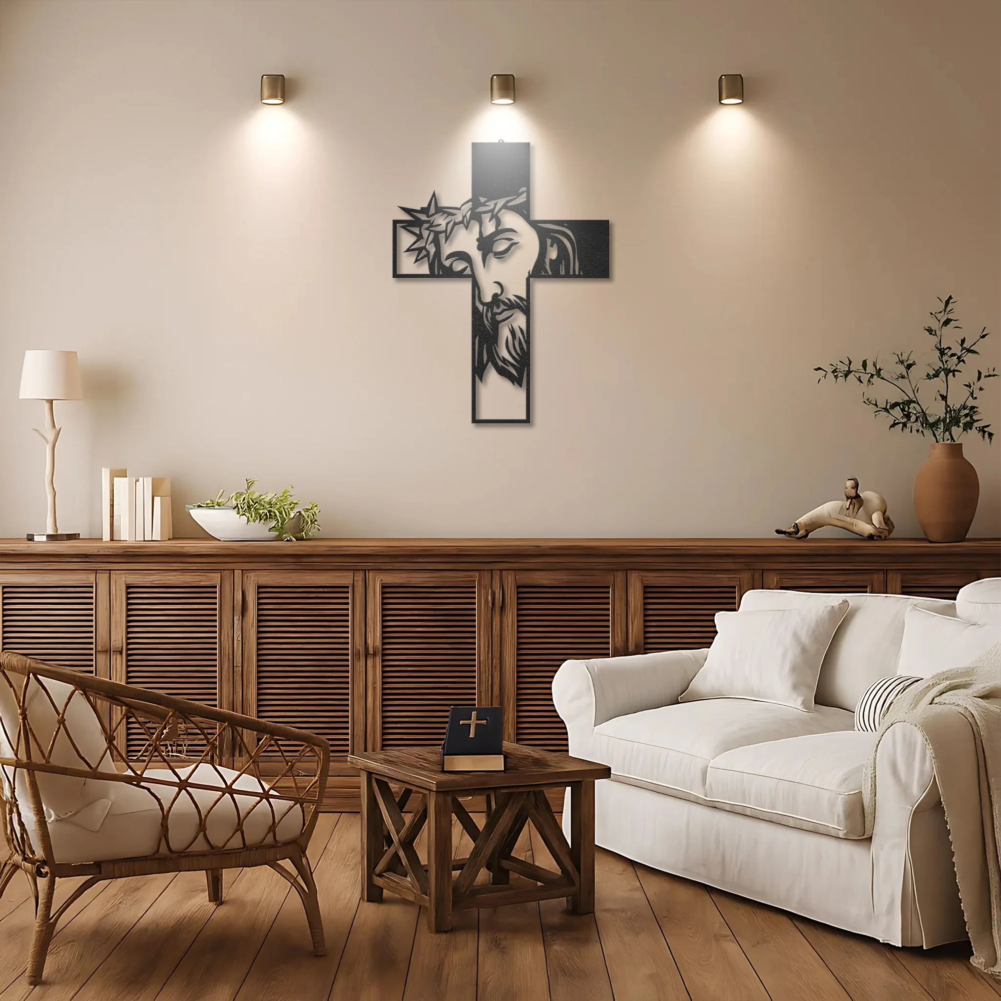 Jesus Black Metal Cross Sign - Image 3
