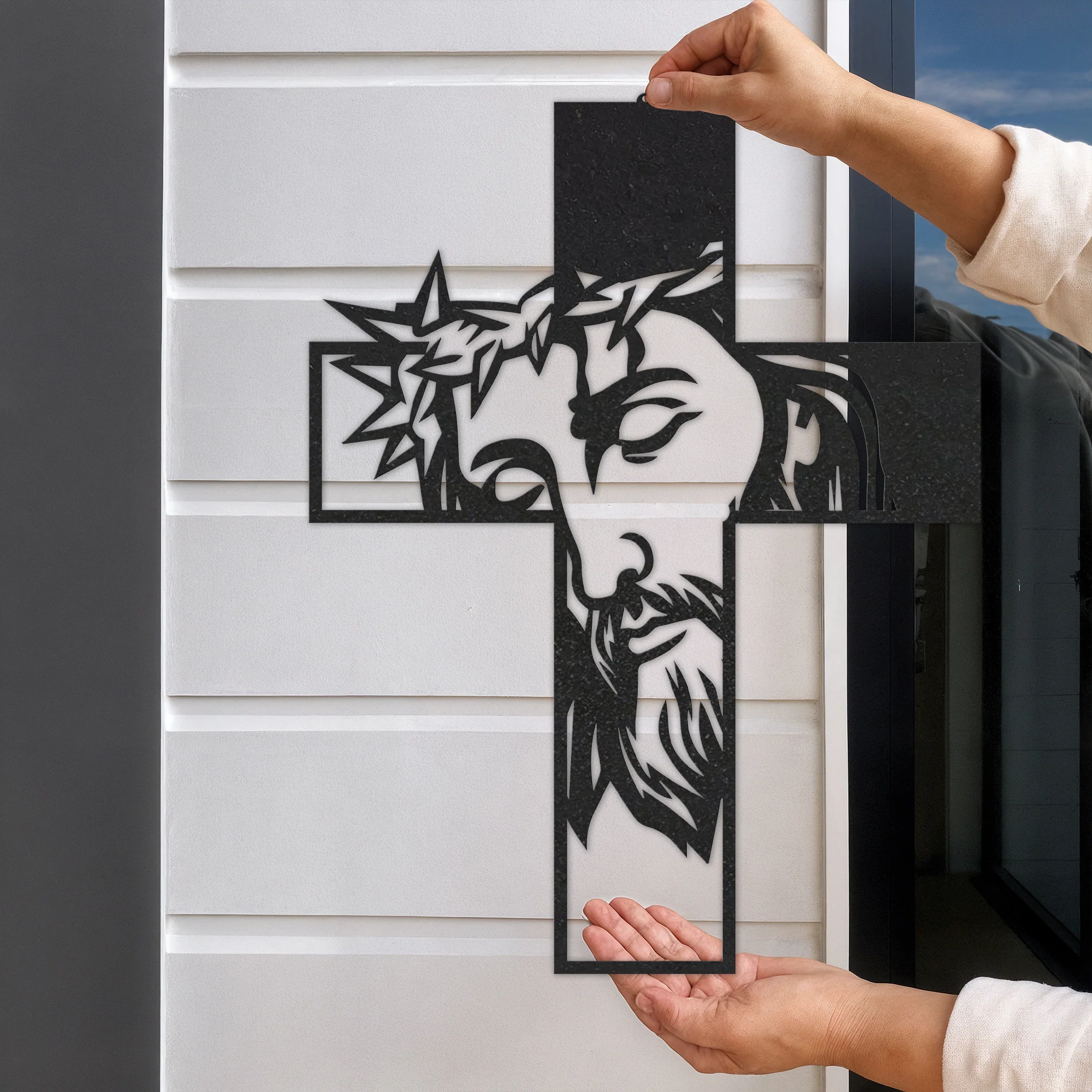 Jesus Black Metal Cross Sign - Image 4