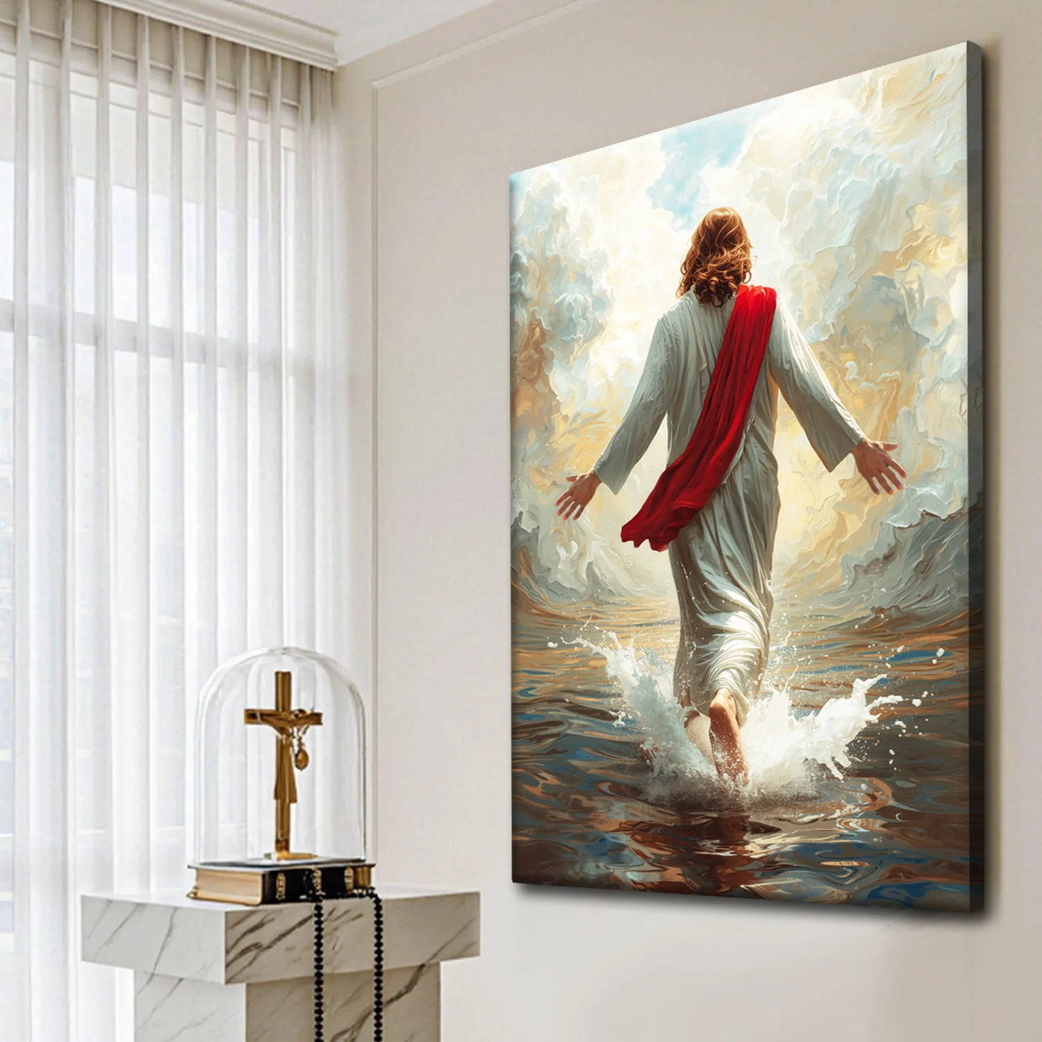 Jesus Christ Walking On Water Faith Wall Art IX - Image 4