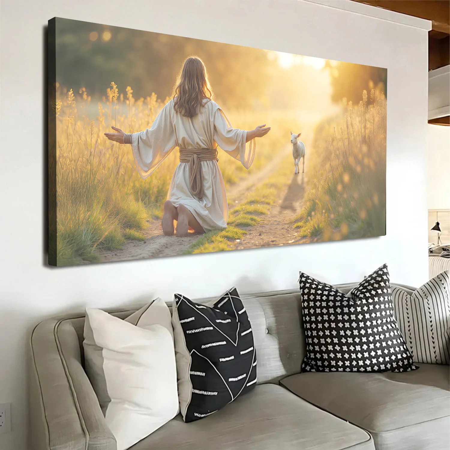 Jesus Protects The Lamb From Wolves Faith Wall Art IX - Image 2