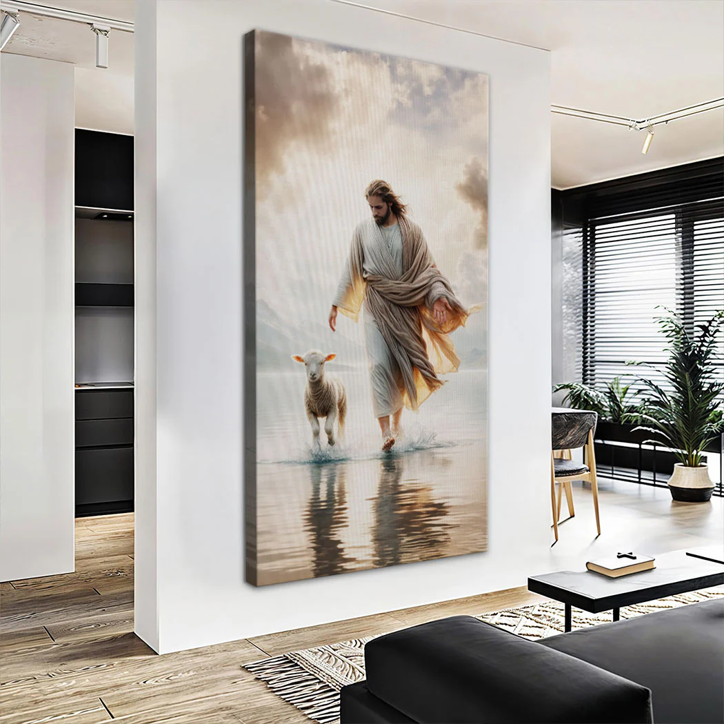 Jesus Protects The Lamb From Wolves Faith Wall Art XIII - Image 2