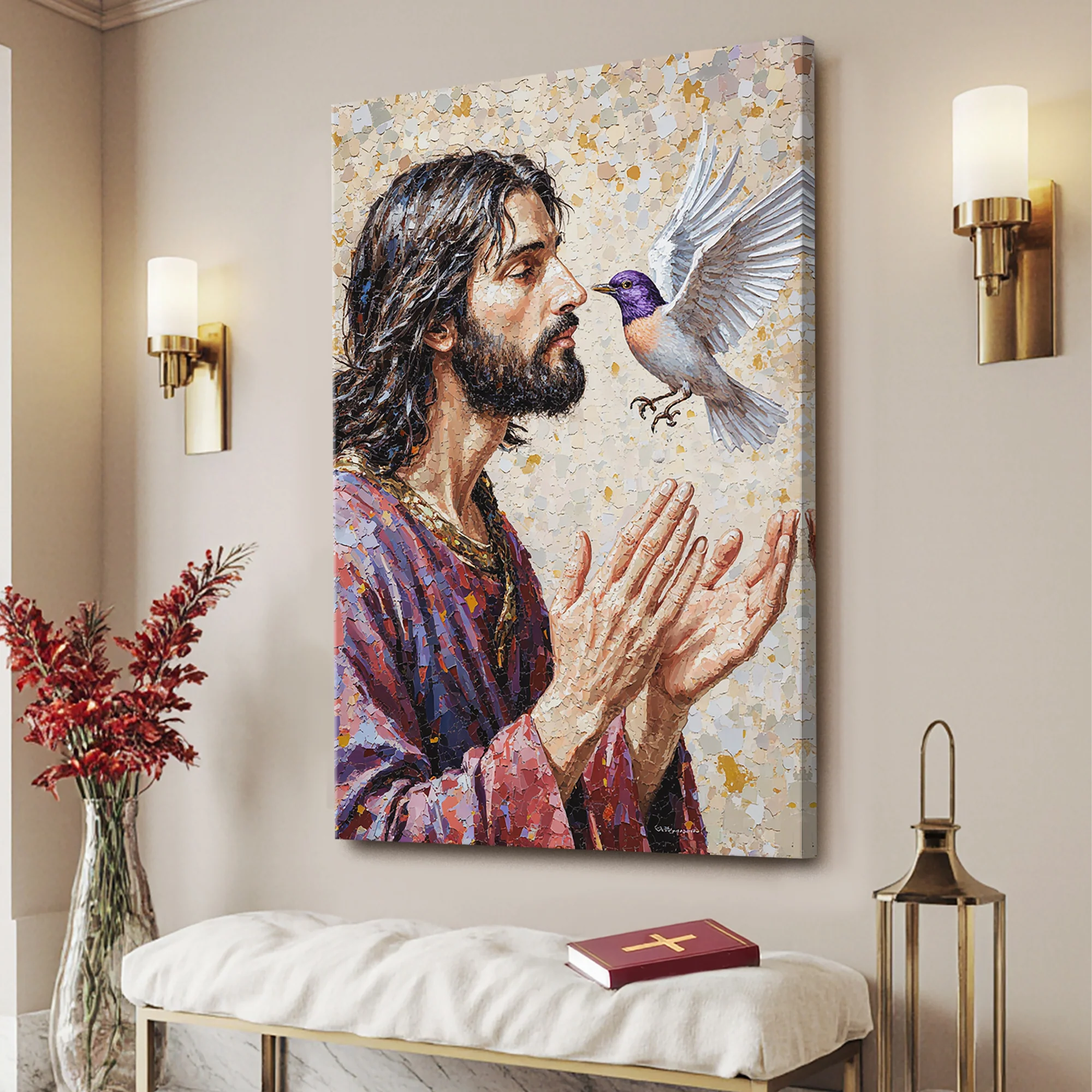 Jesus With Dove Wall Art - Image 2