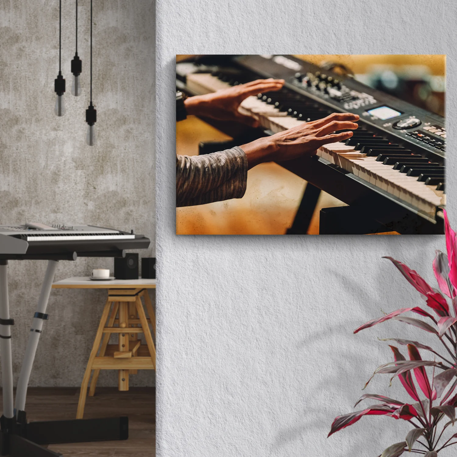 Keyboard Rustic Canvas Wall Art - Image 2