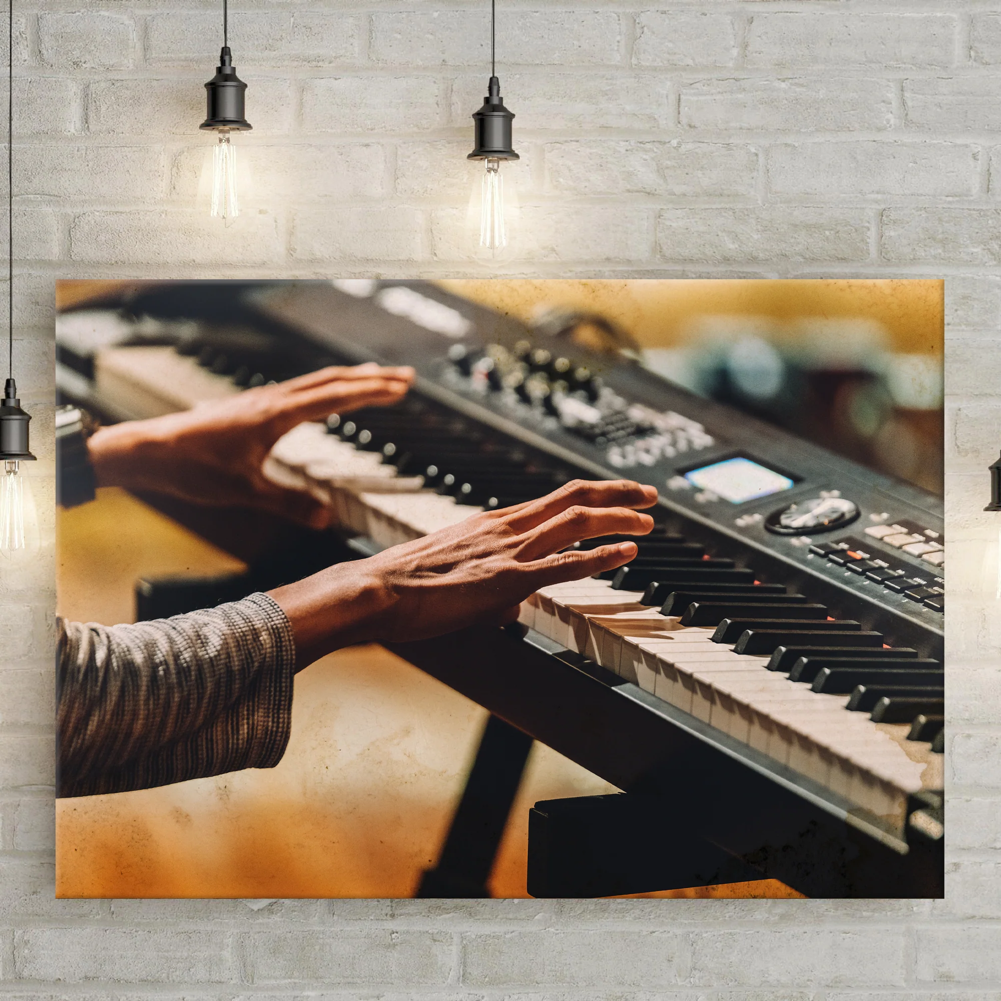 Keyboard Rustic Canvas Wall Art - Image 3