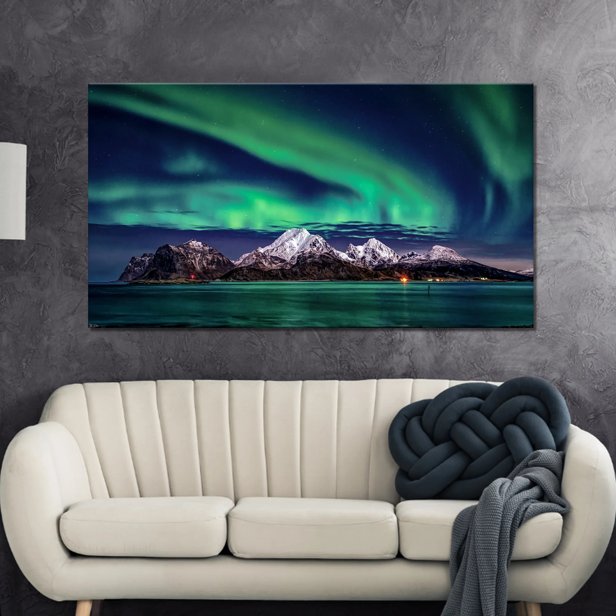 Lake And Northern Lights Canvas Wall Art - Image 3