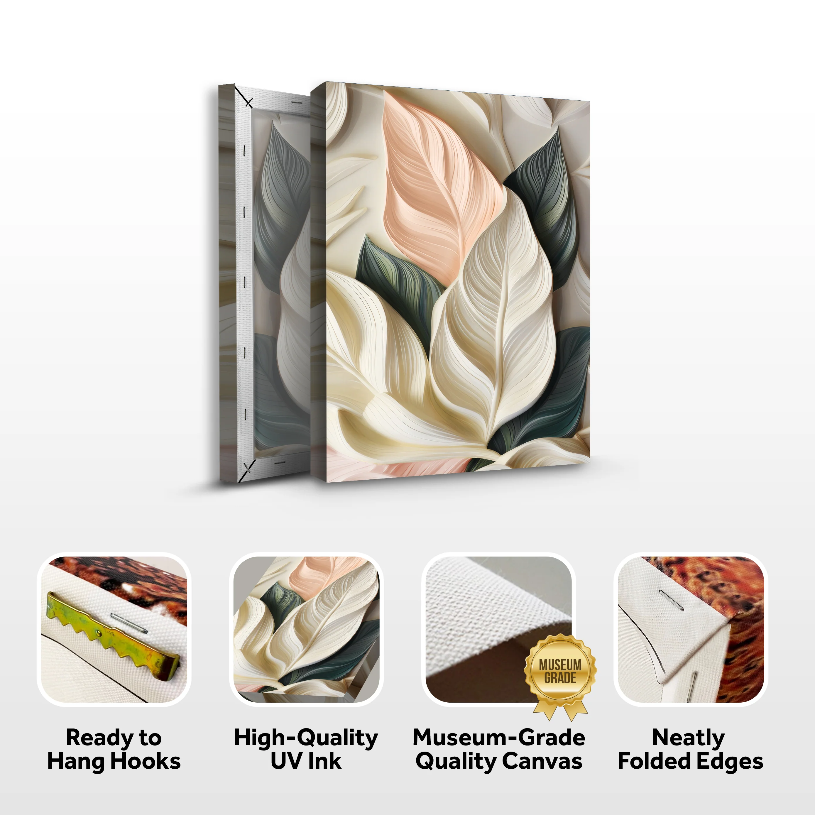 Elegant 3D Pastel Leaf Wall Art - Image 8