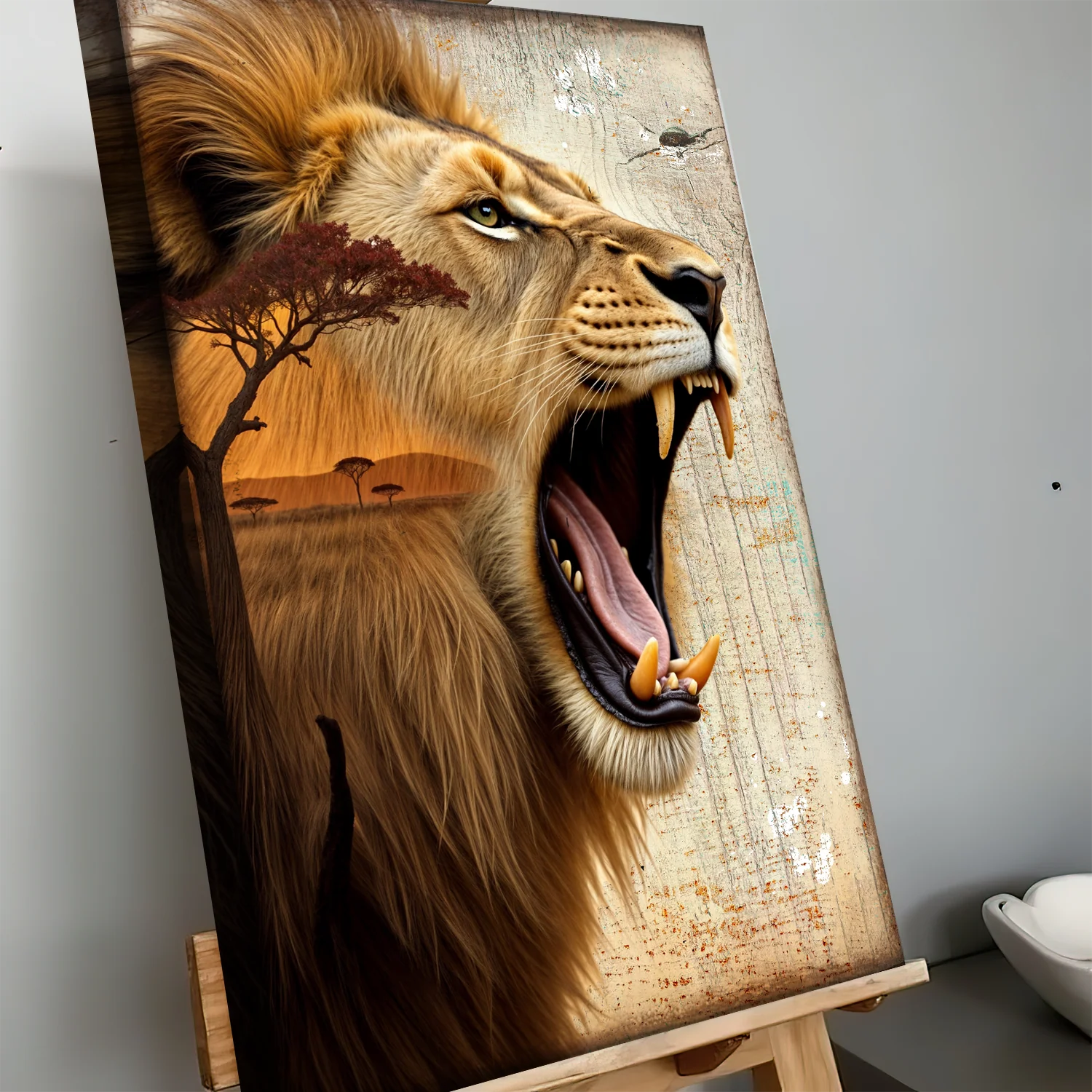 Lion Double Exposure Wall Art - Image 4