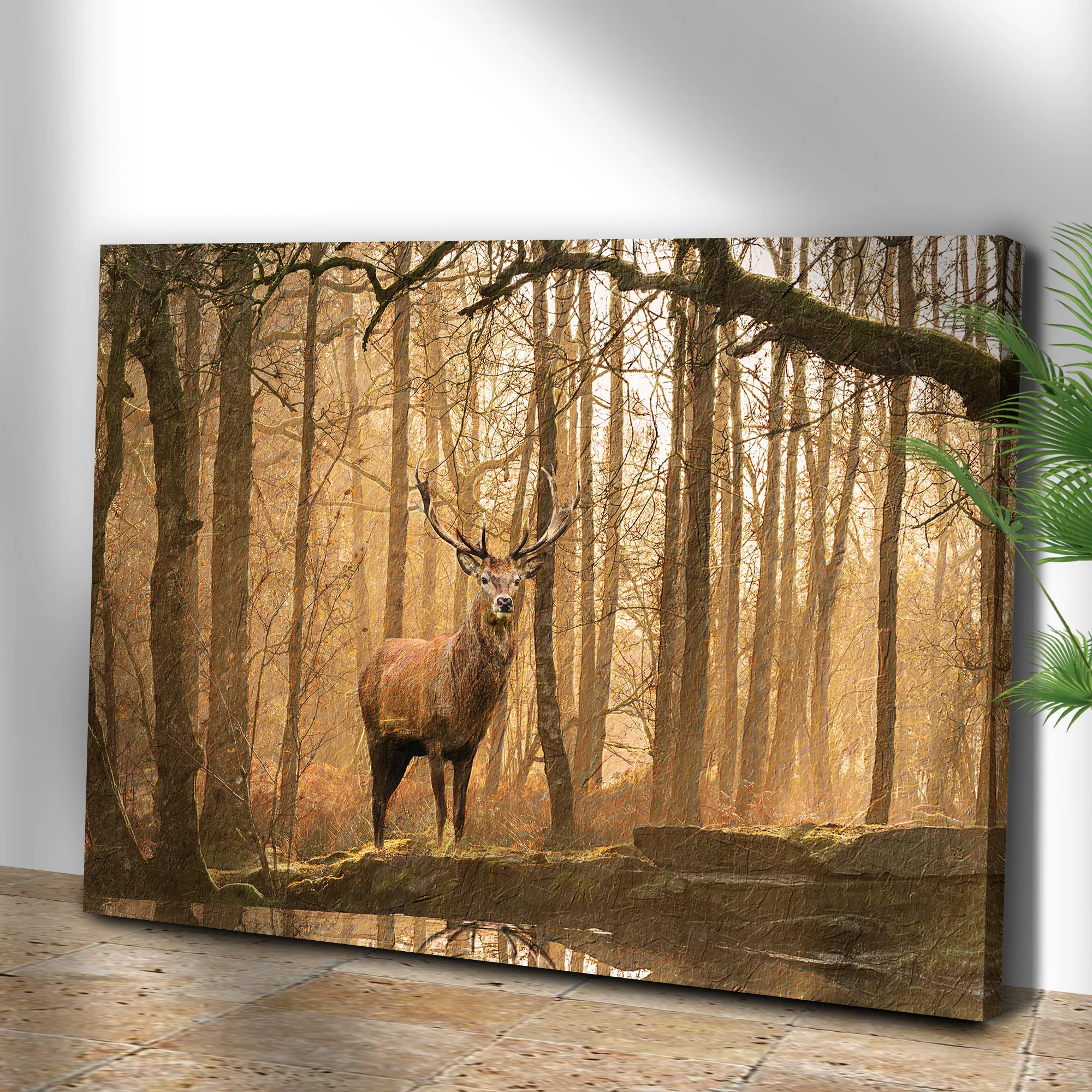 Lone Deer In A Misty Forest Canvas Wall Art (Free Shipping) - Image 3