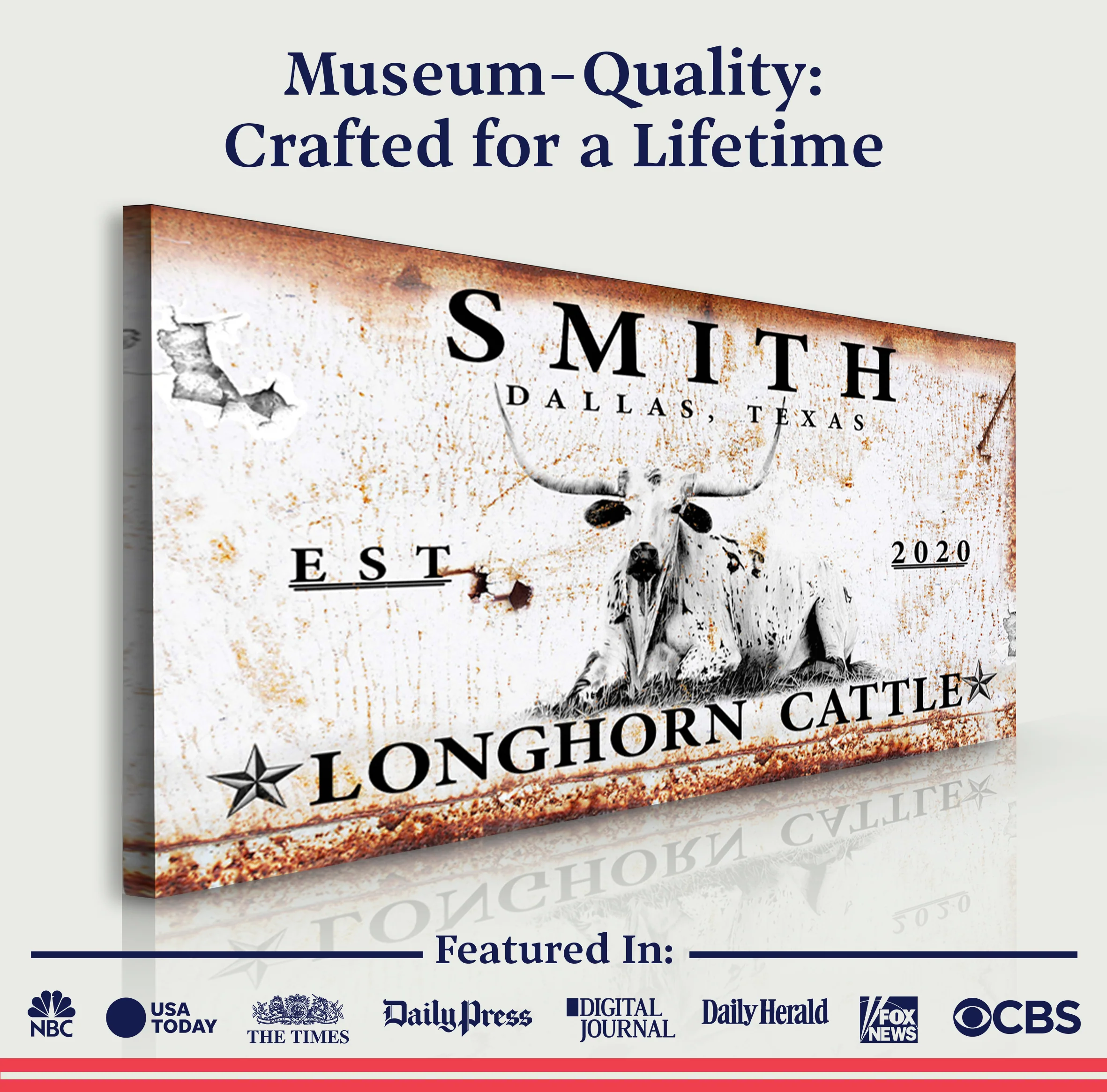 Longhorn Rustic Cattle Sign - Image 3