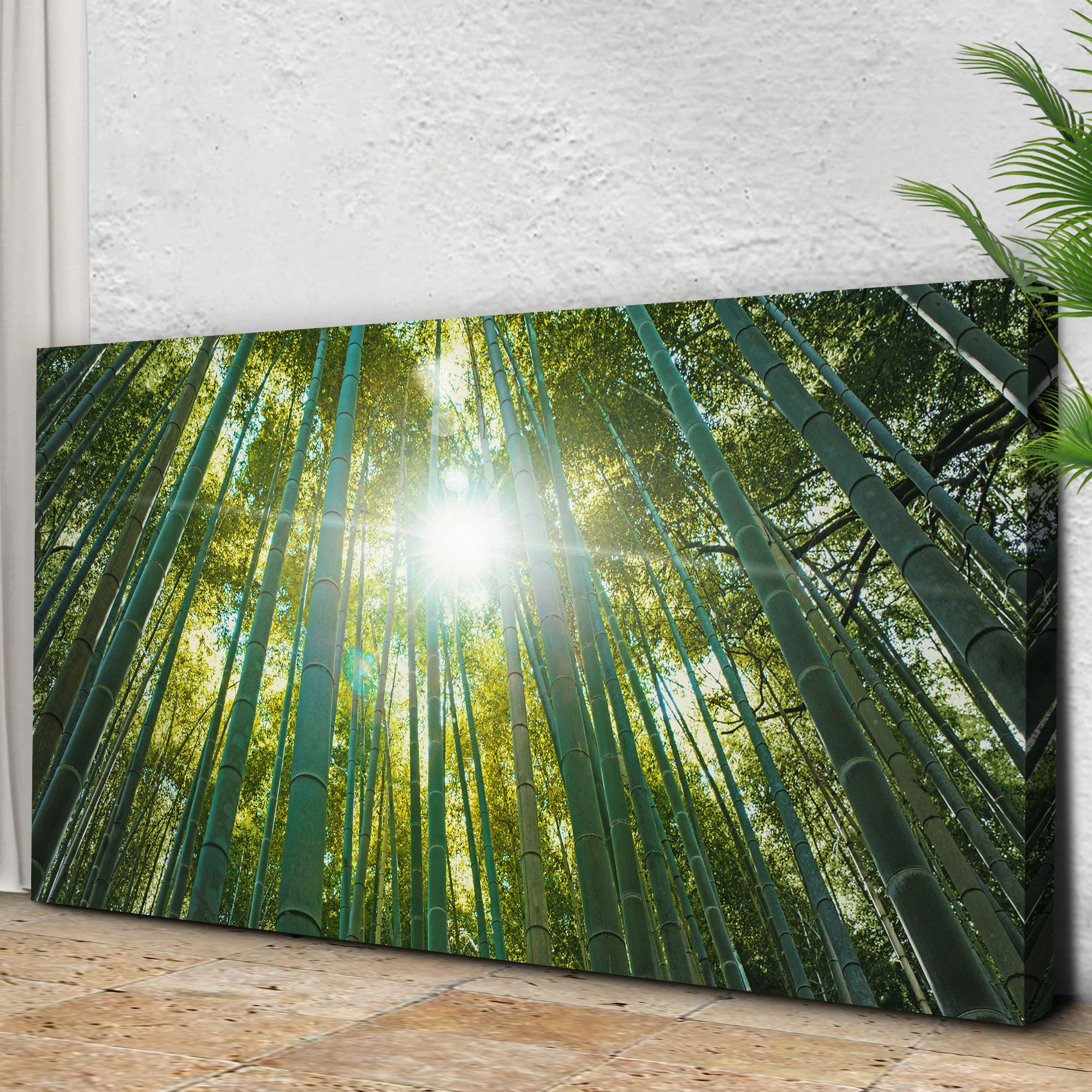 Looking Up Through A Bamboo Forest Canvas Wall Art - Image 2