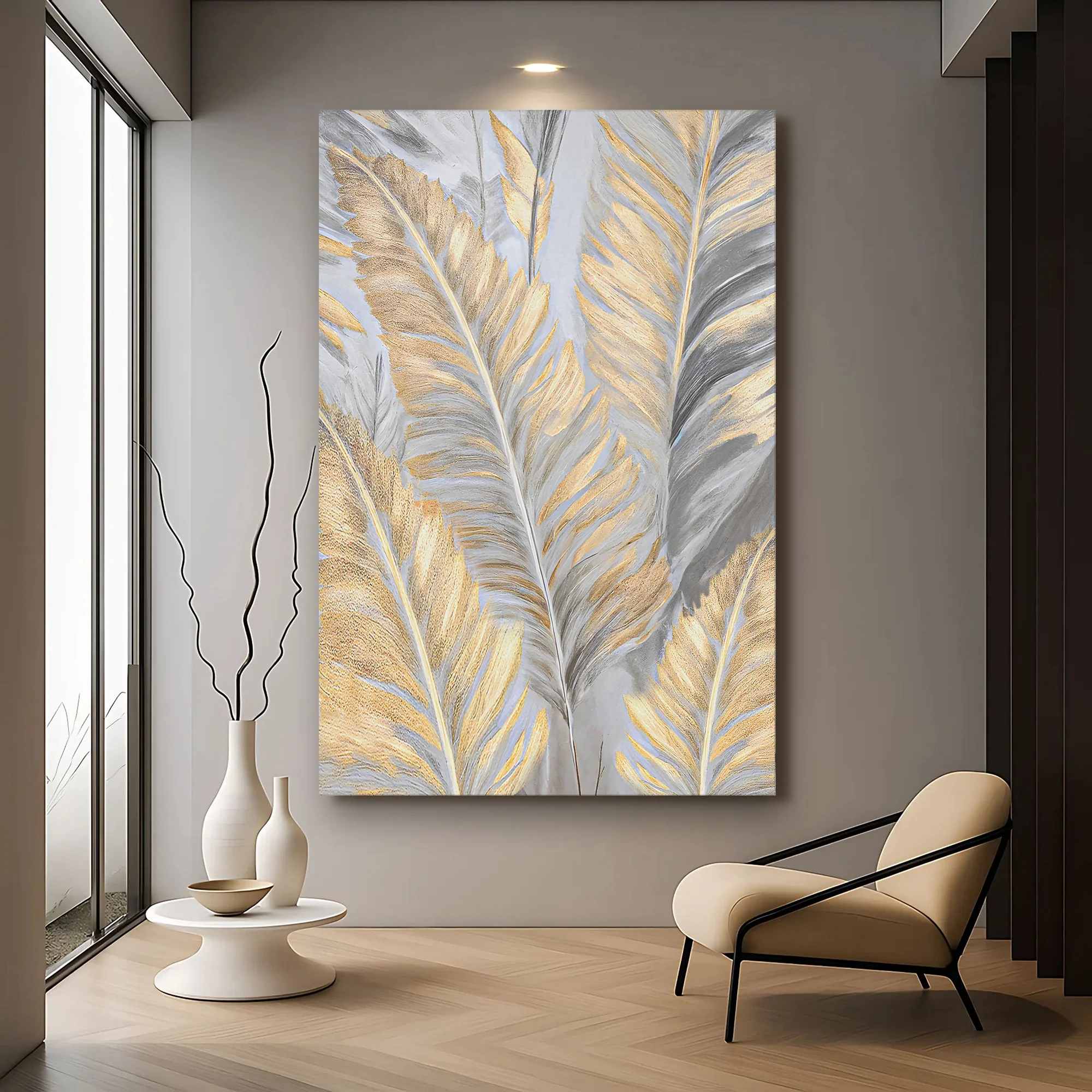 Luxury Gold and Silver Leaf Wall Art - Image 5