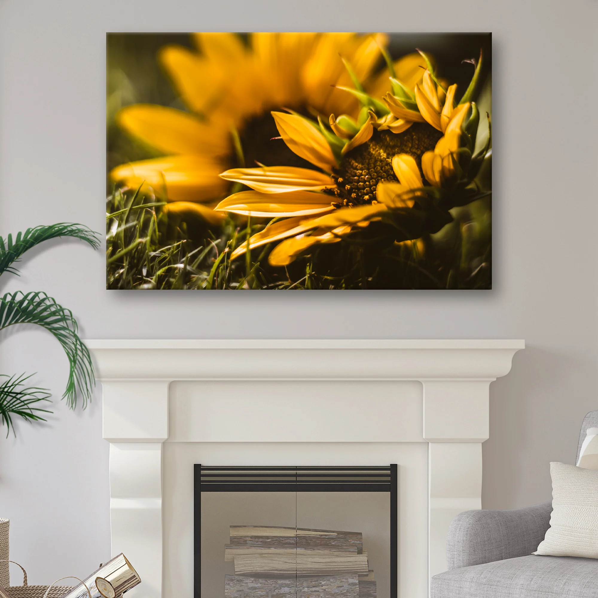 Macro Sunflower Canvas Wall Art - Image 3