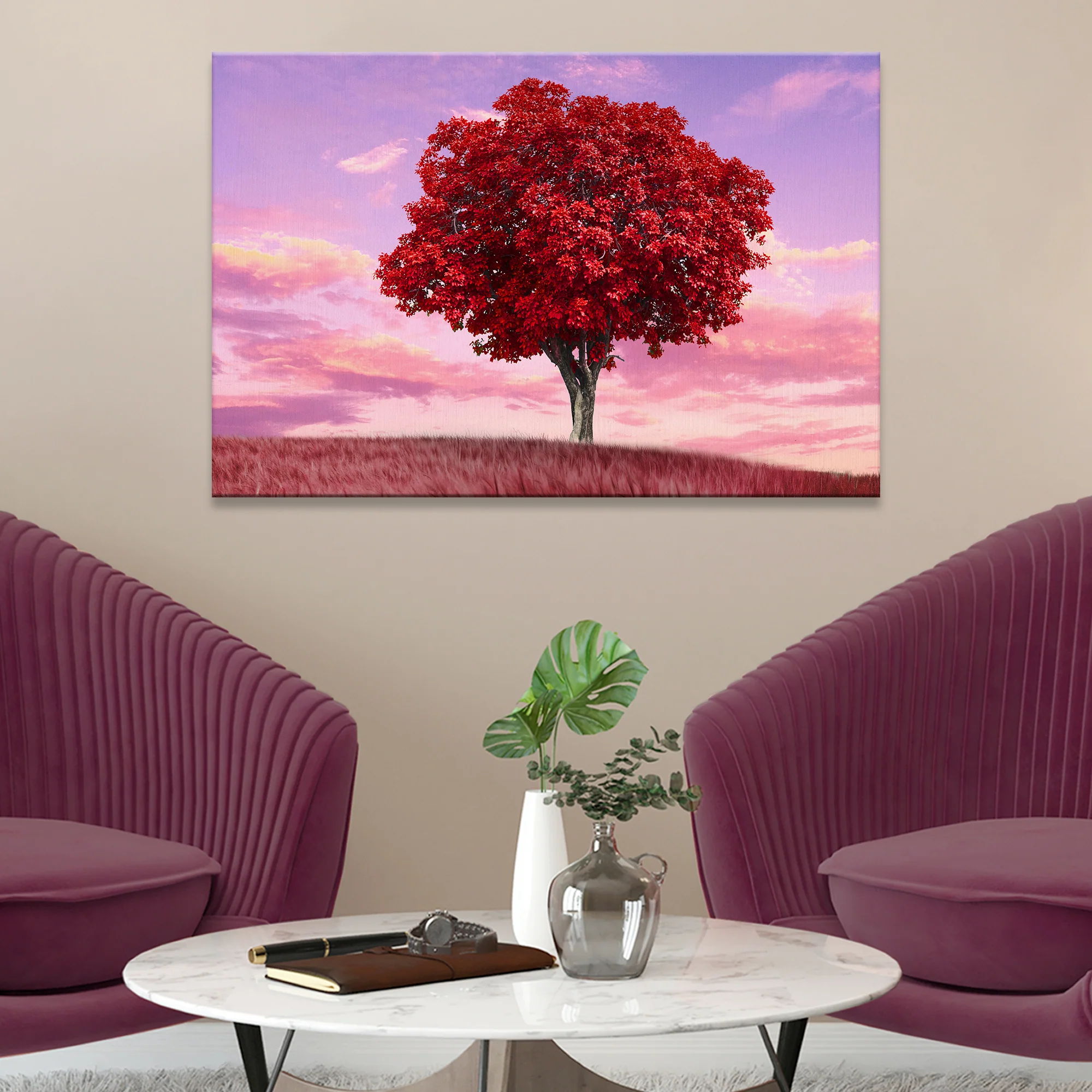 Maple Tree And Sunset Canvas Wall Art - Image 3