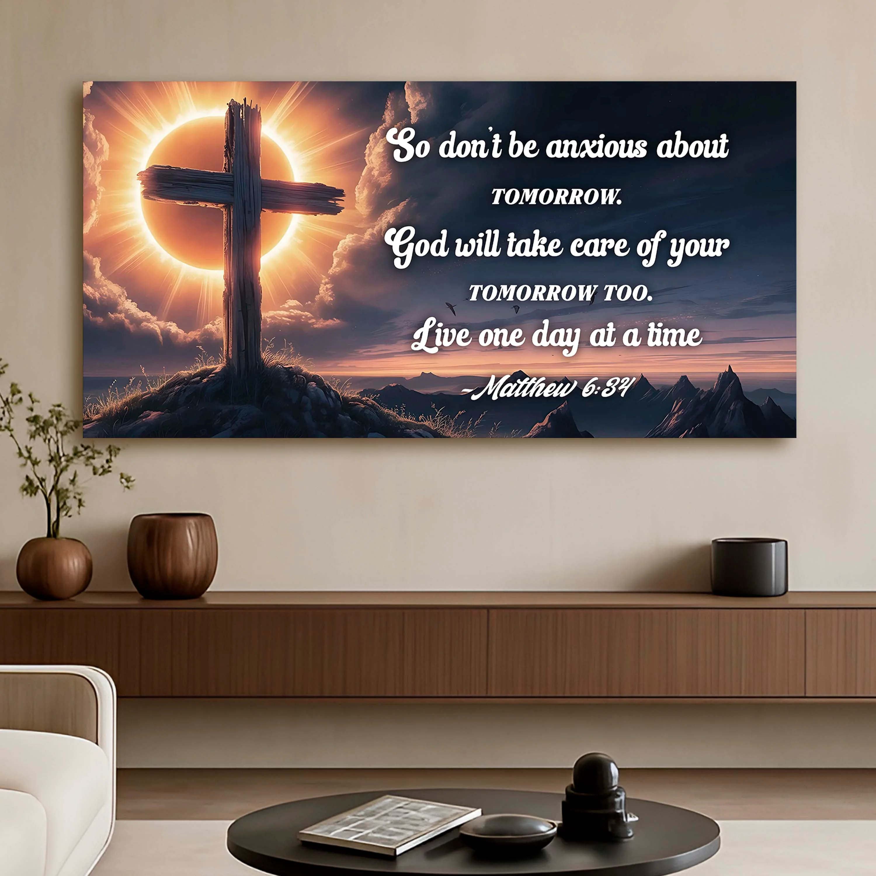 Matthew 6:34 - God Will Take Care of Your Tomorrow Faith Sign - Image 5