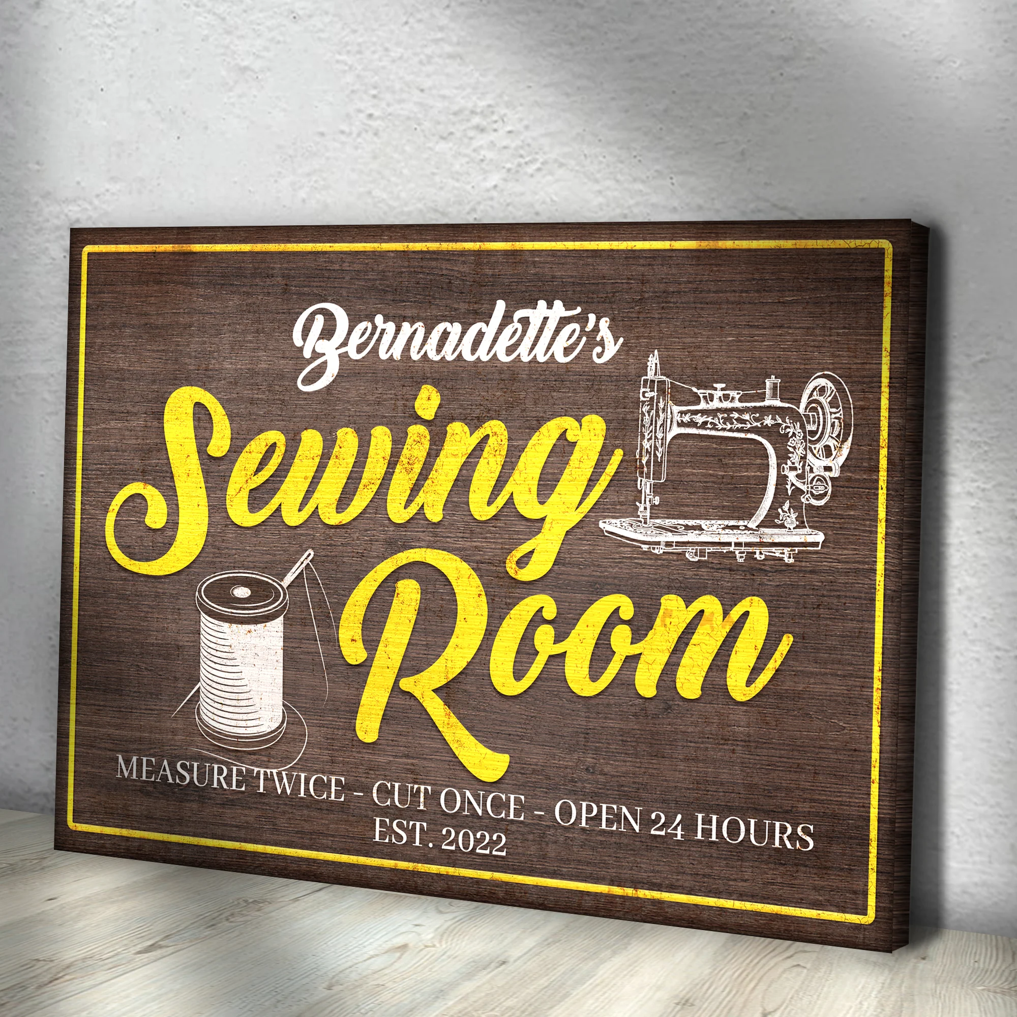 Measure Once Cut Twice Open 24 Hours Sewing Room Sign - Image 3