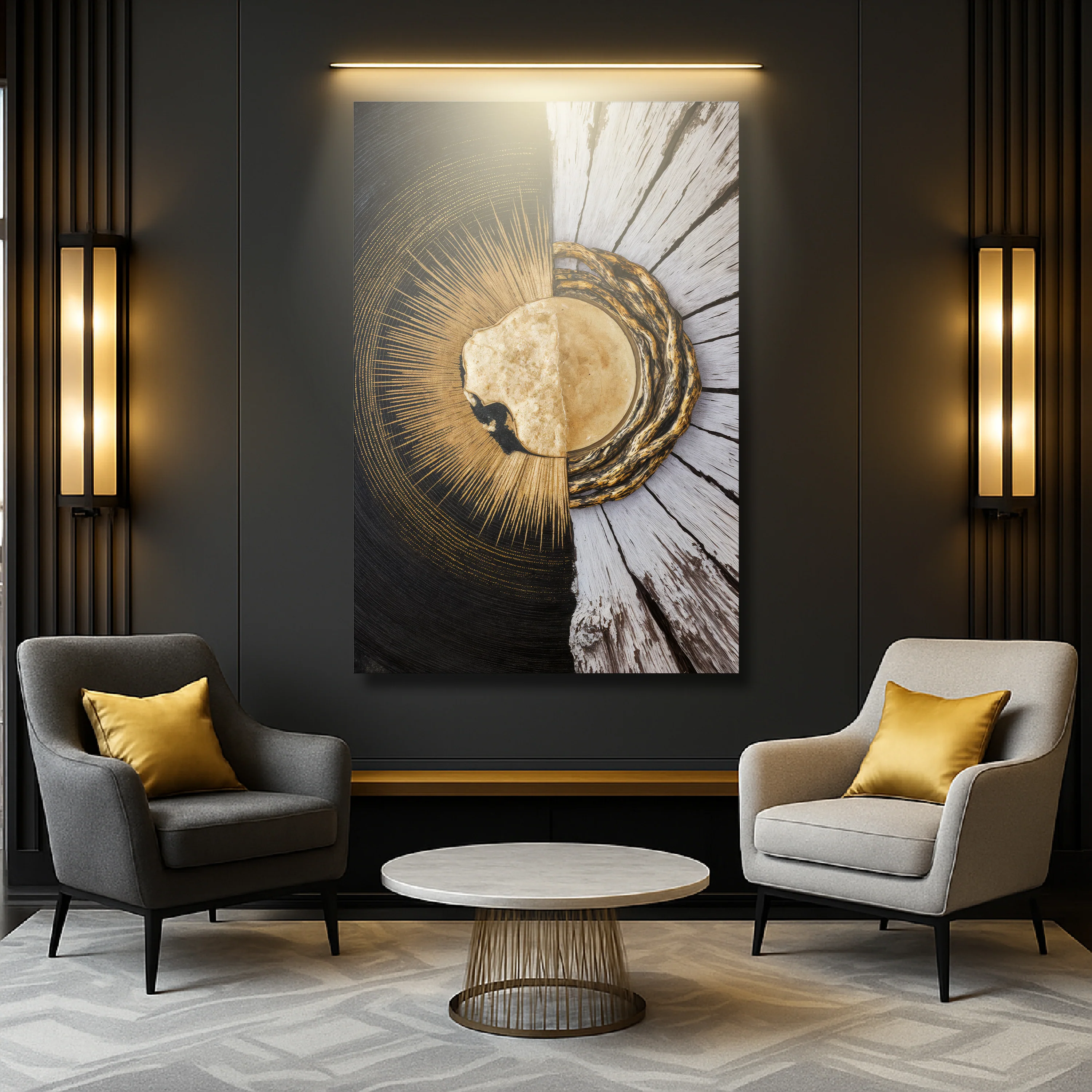Metallic Gold Sunburst Wall Art - Image 3