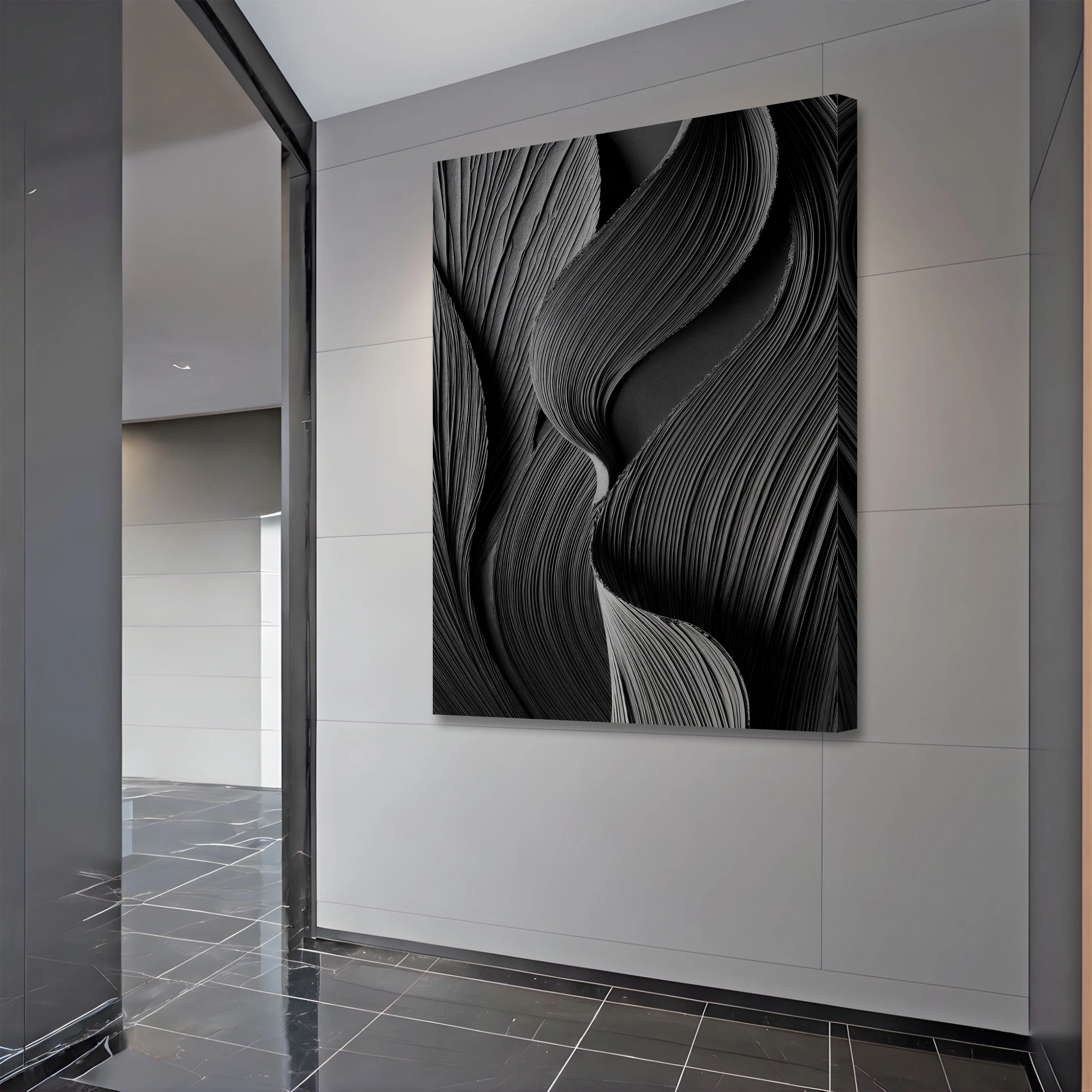 Minimalist Black Monochromatic Wall Art - Image 2