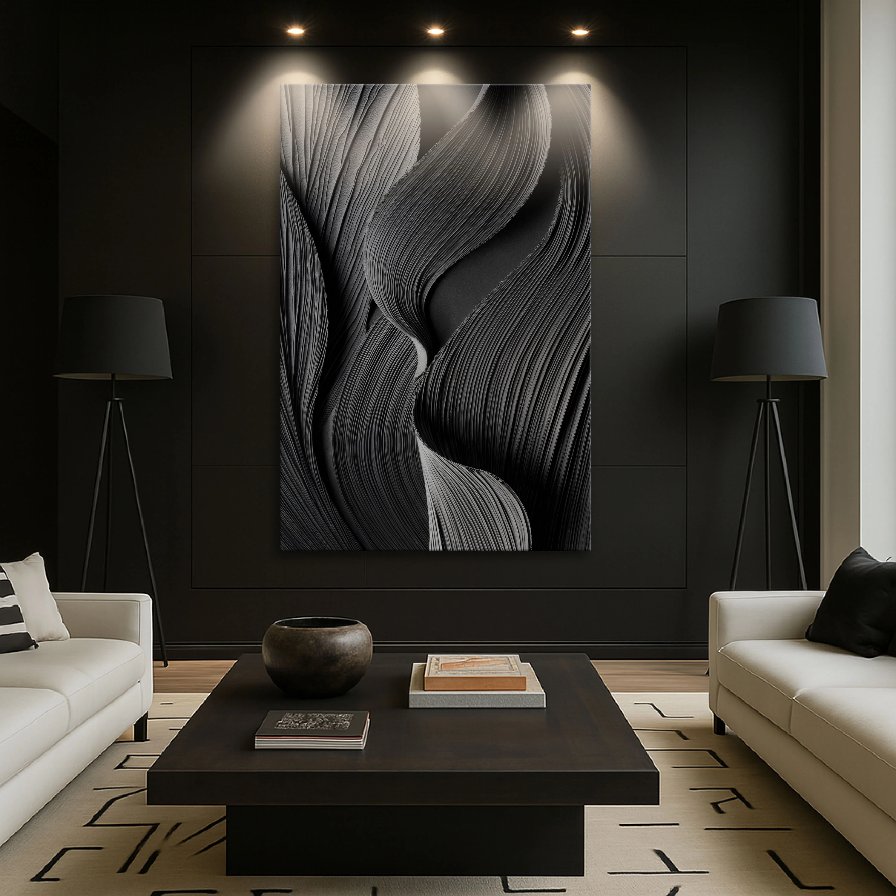 Minimalist Black Monochromatic Wall Art - Image 3