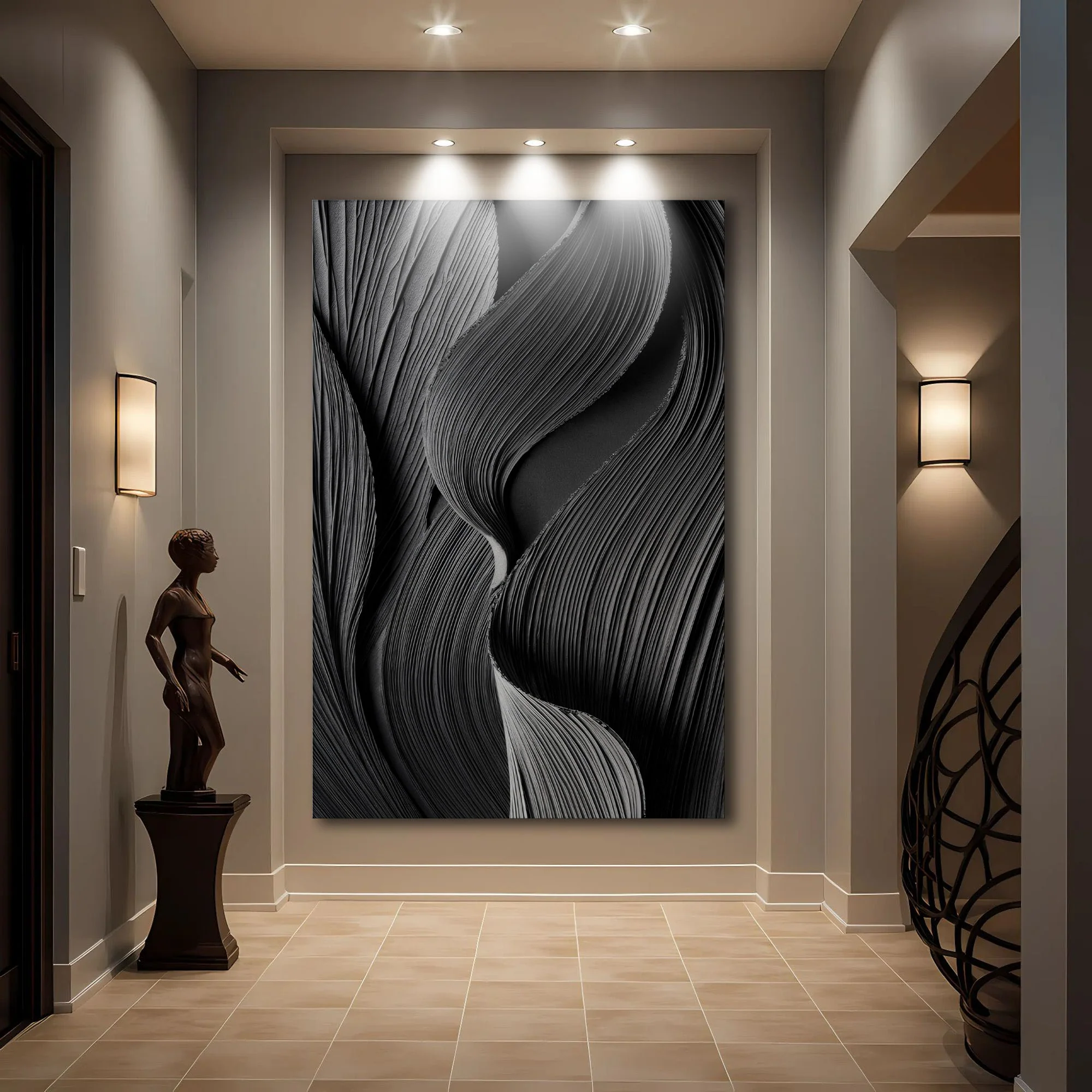 Minimalist Black Monochromatic Wall Art - Image 4