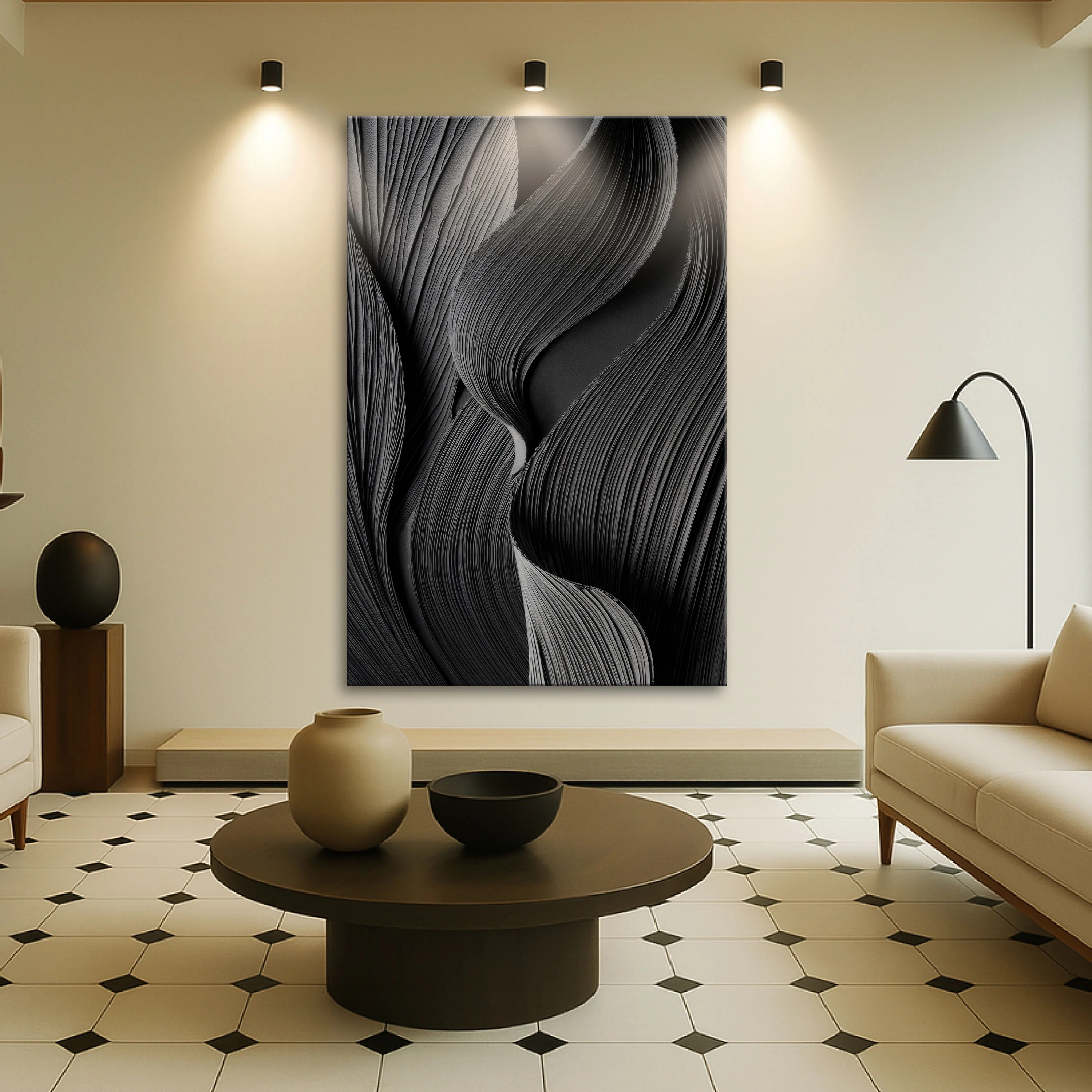 Minimalist Black Monochromatic Wall Art - Image 5