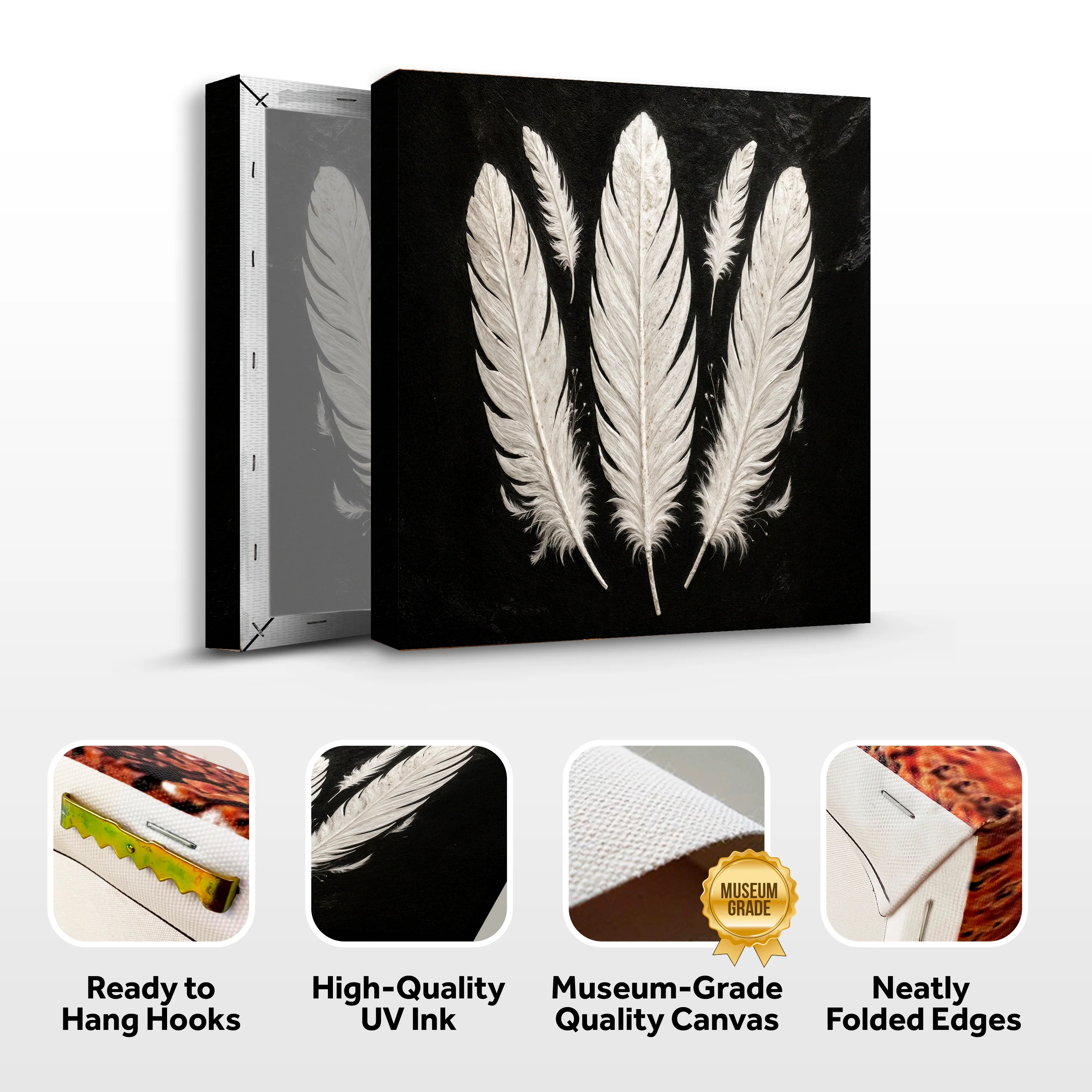 Minimalist Monochrome Feather Wall Art - Image 8