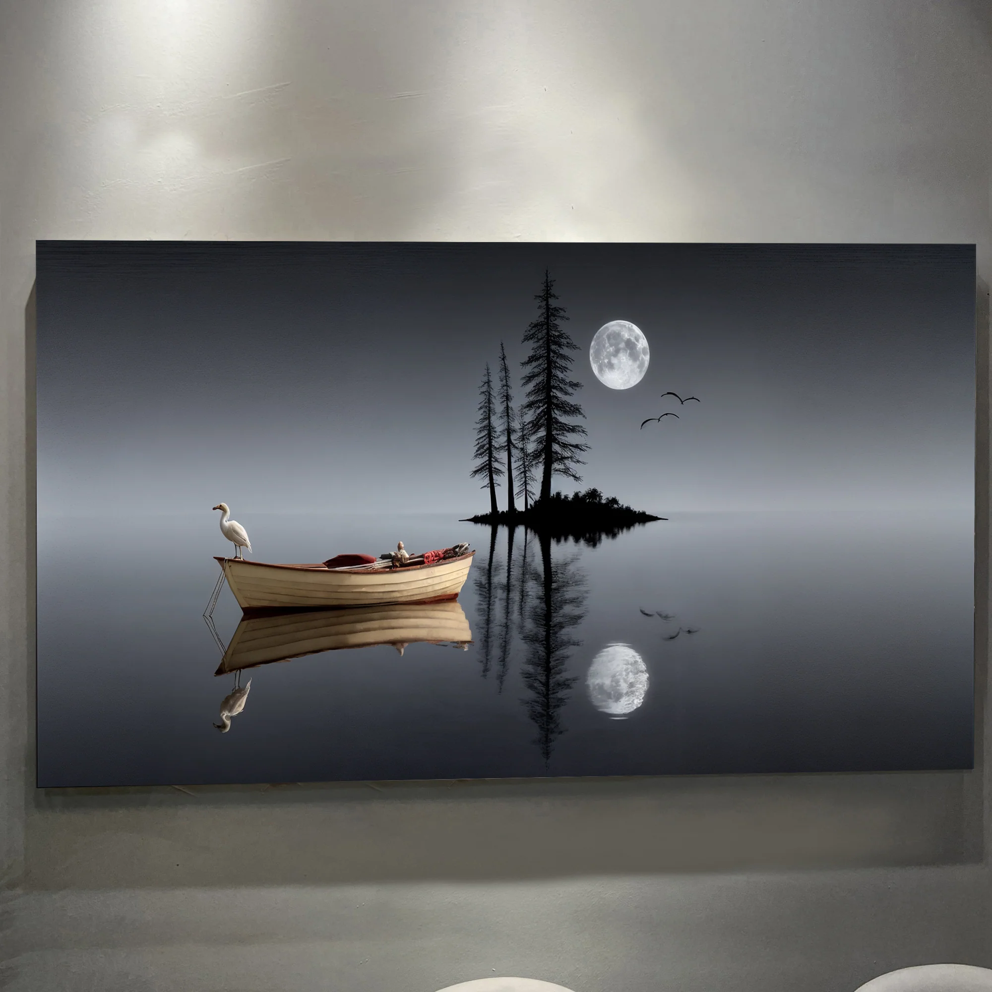 Modern Minimalist Night Lake Wall Art - Image 2