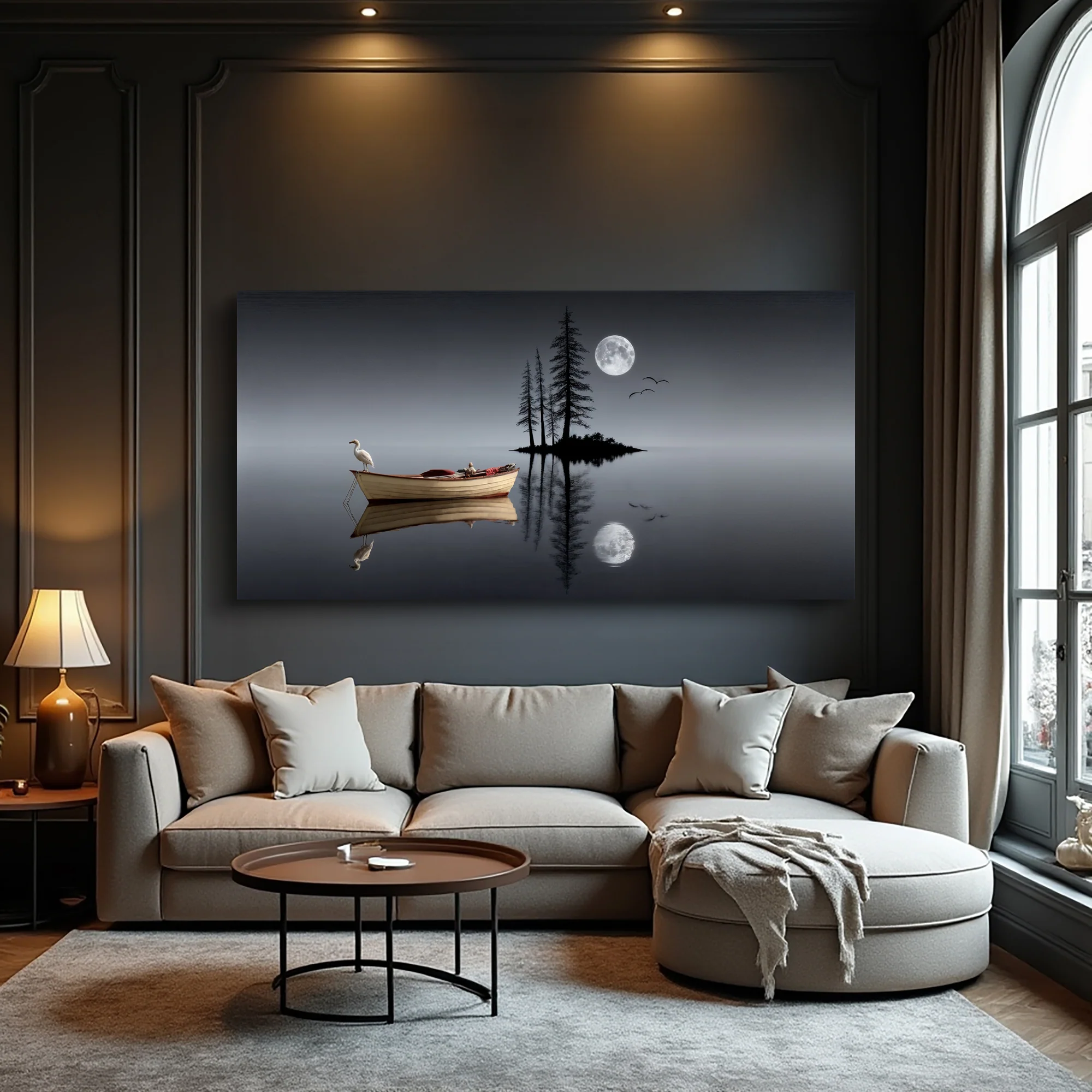 Modern Minimalist Night Lake Wall Art - Image 3