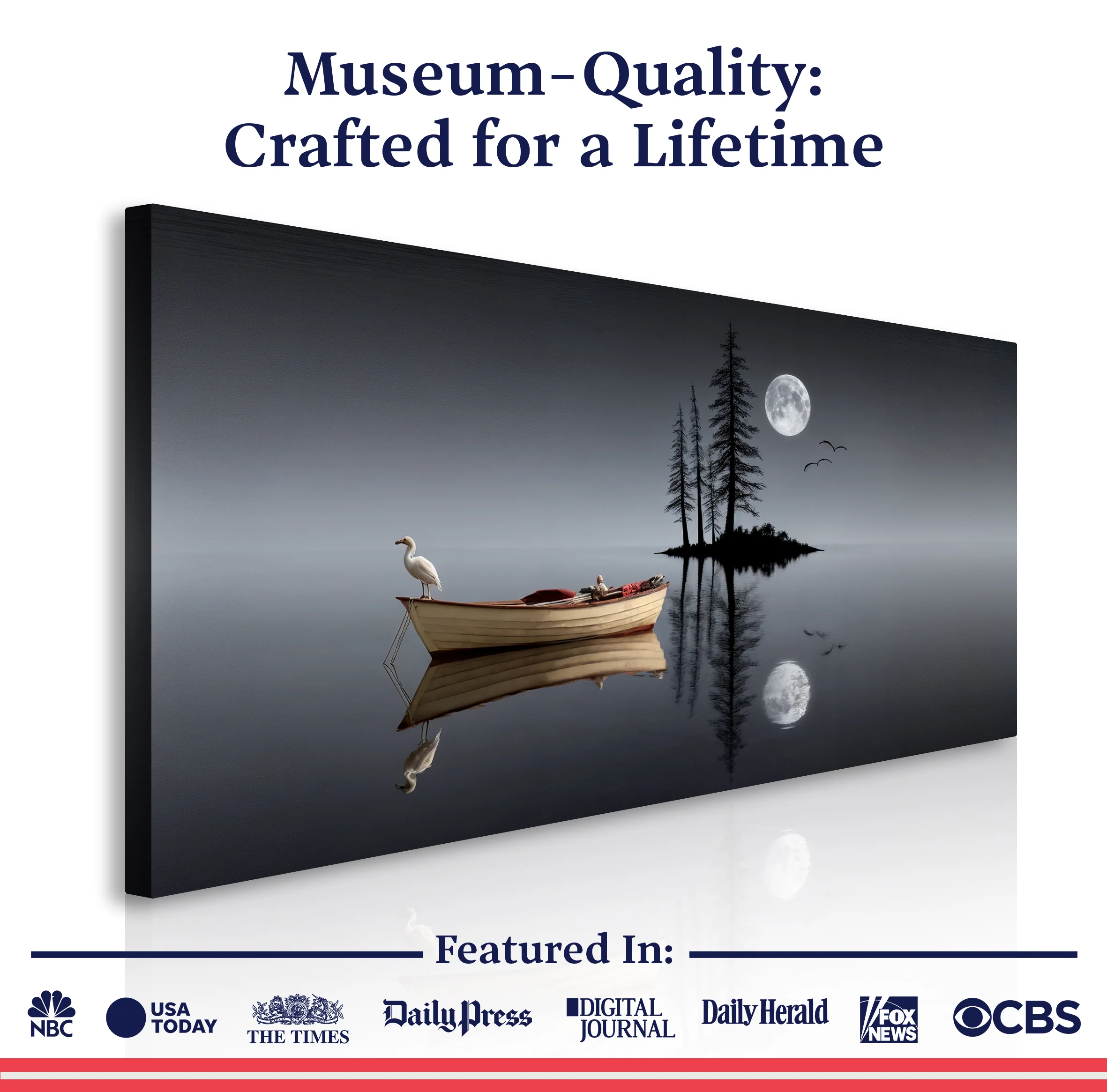 Modern Minimalist Night Lake Wall Art - Image 6