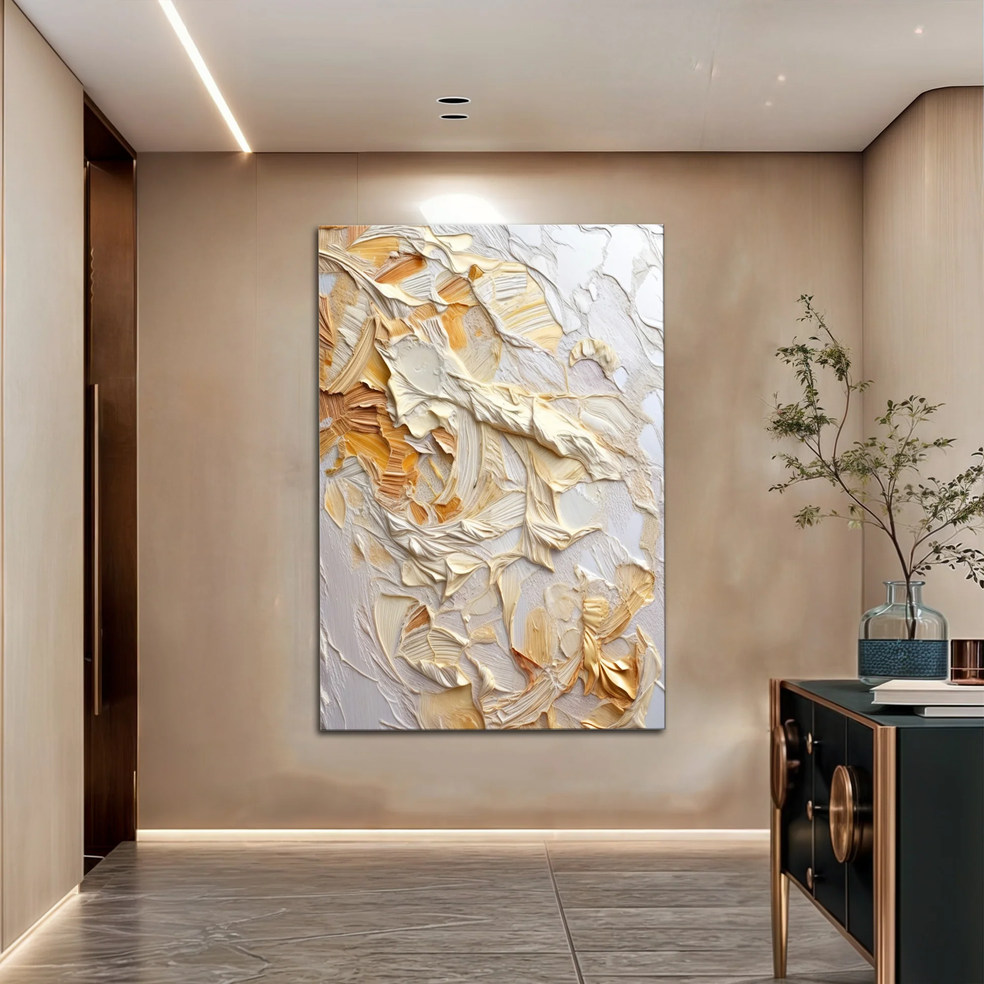 Minimalist Wave Abstract Impasto Wall Art - Image 2