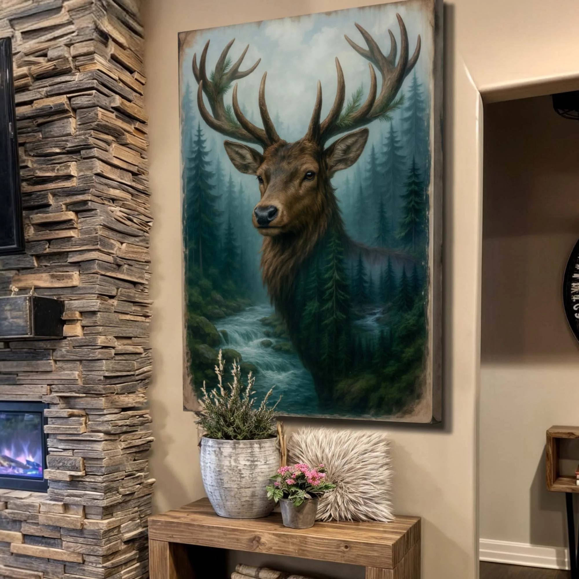 Misty Stag Double Exposure Wall Art - Image 4
