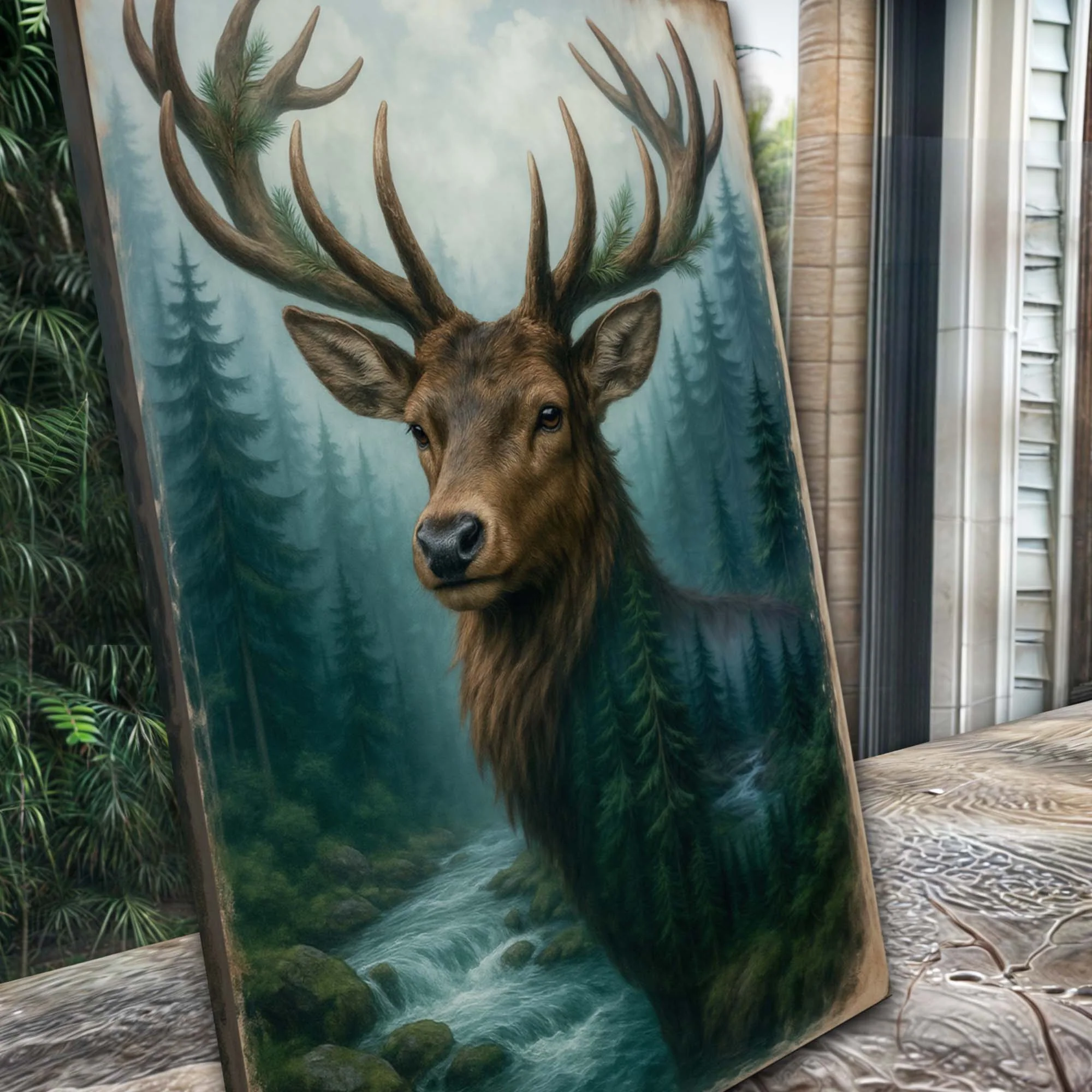 Misty Stag Double Exposure Wall Art - Image 5