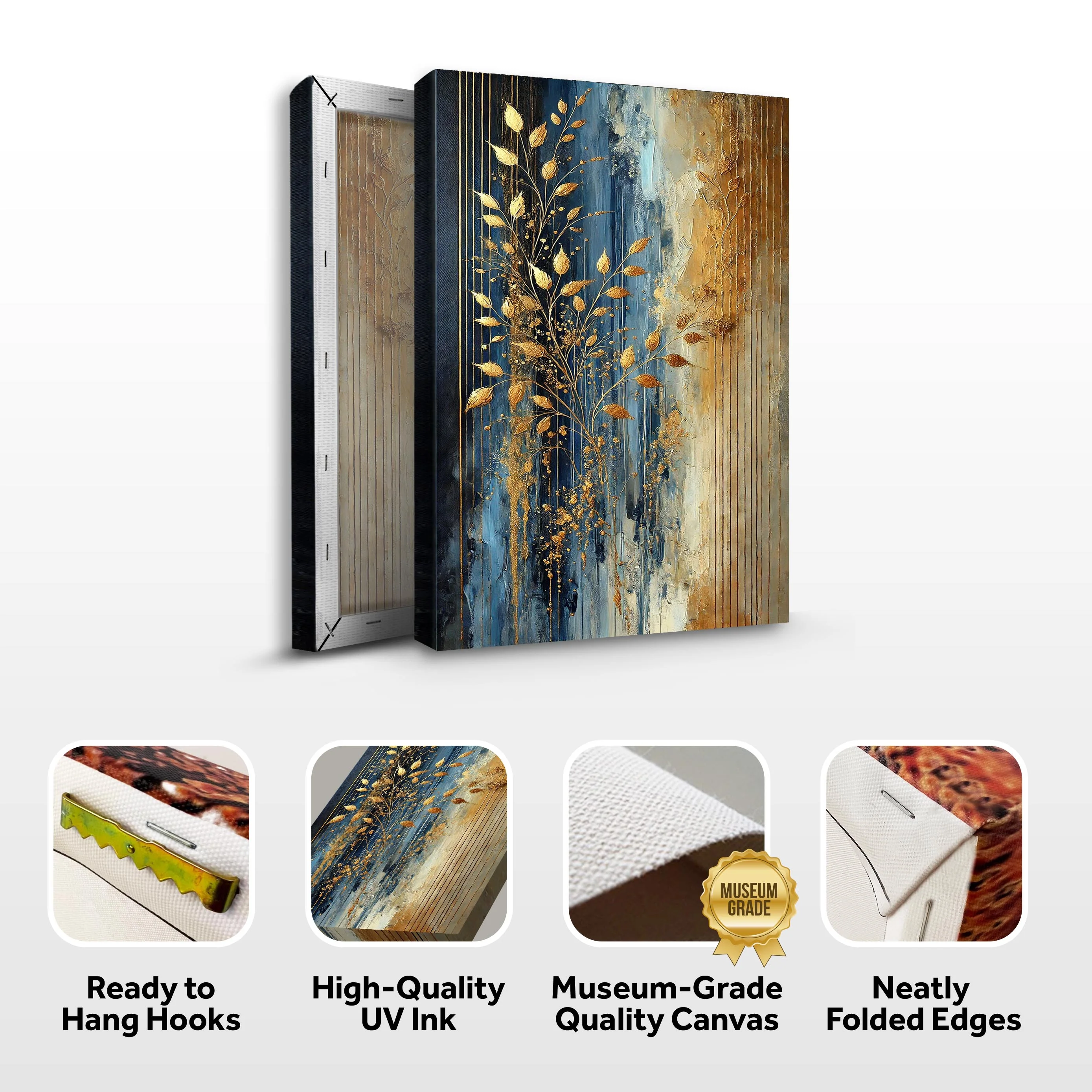 Modern Gold Leaves Wall Art - Image 3