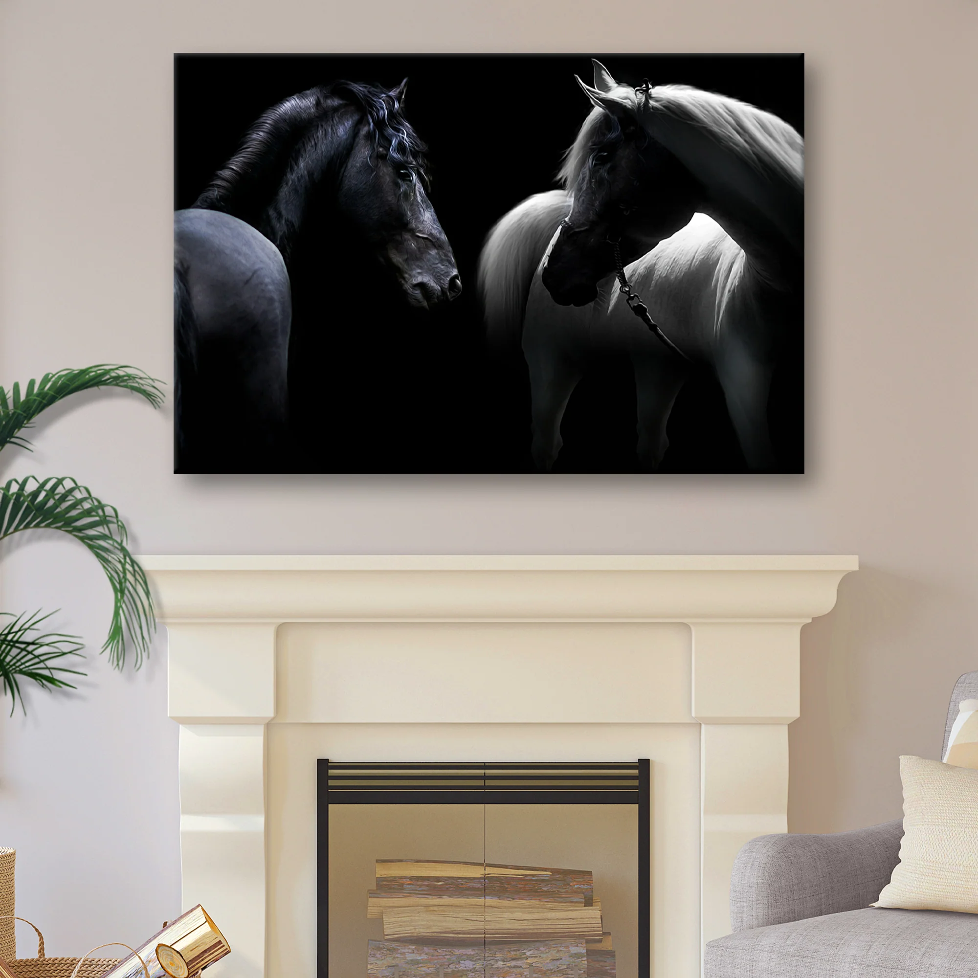 Monochromatic Horses Canvas Wall Art - Image 3