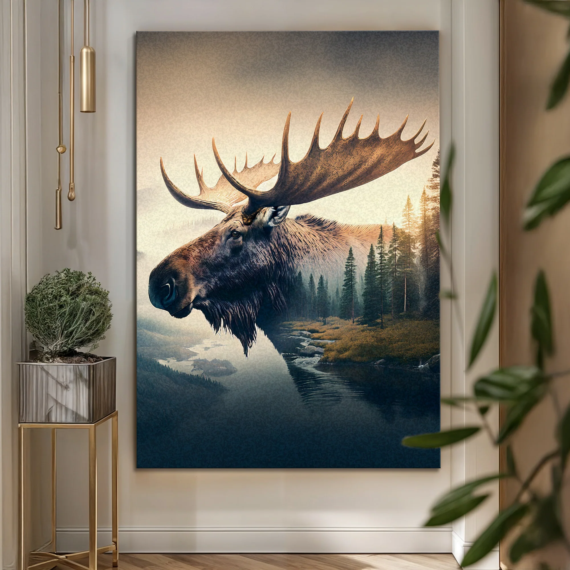 Moose Double Exposure Wall Art - Image 3