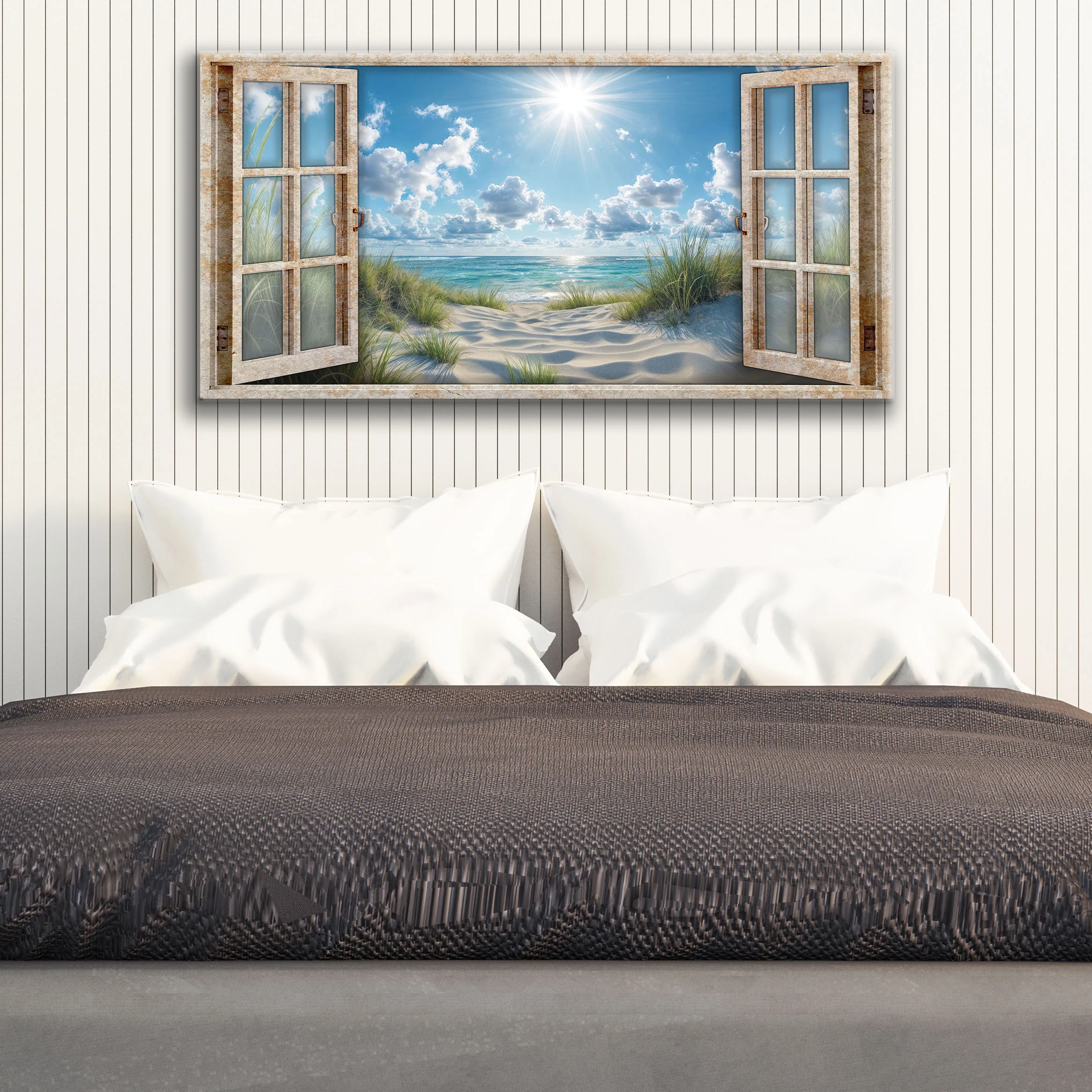 Morning Beach Window Scenery Wall Art - Image 2