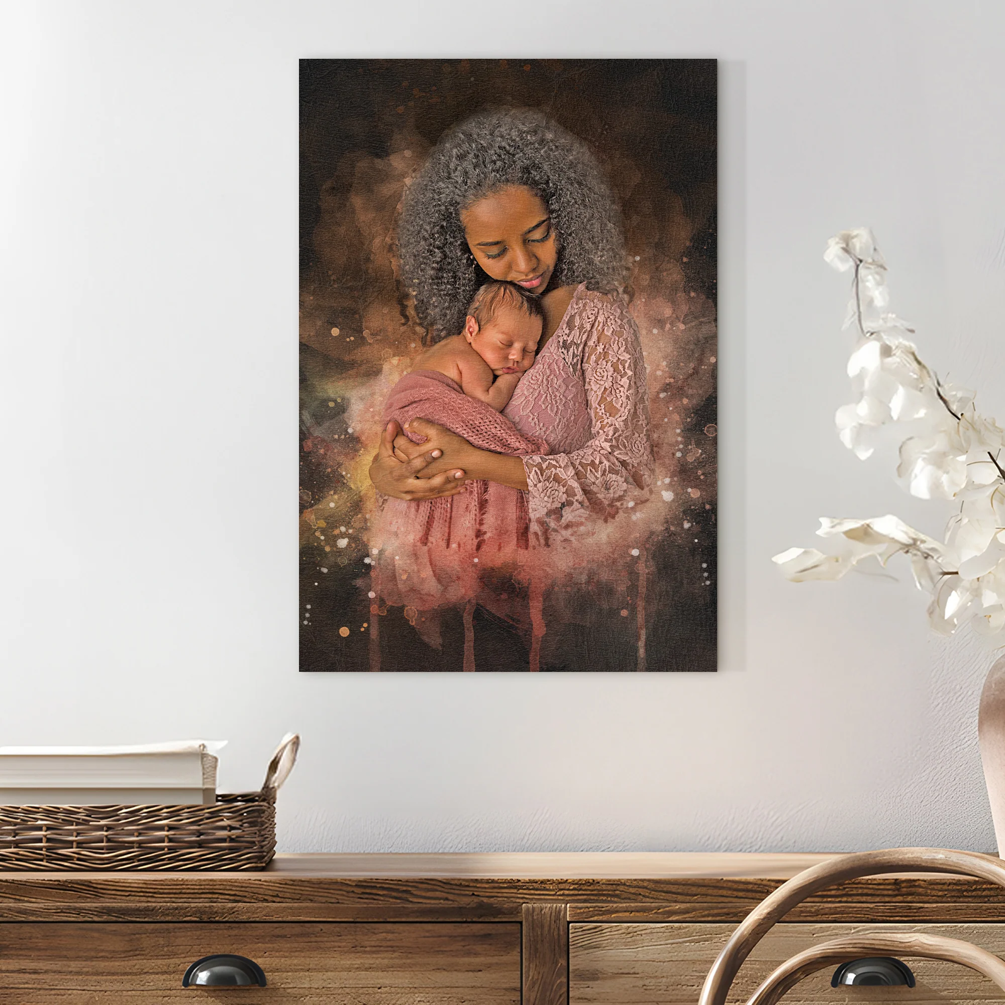 Mother's Day Watercolor Portrait Sign Mother and Child - Image 3