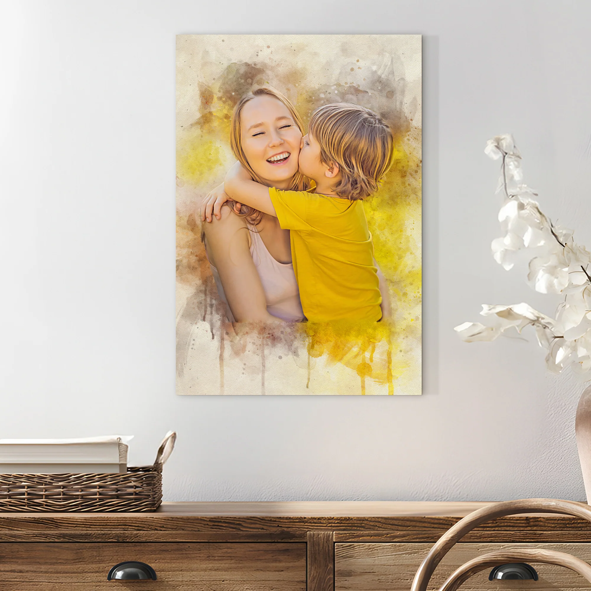 Mother's Day Watercolor Sign Mother and Child - Image 3
