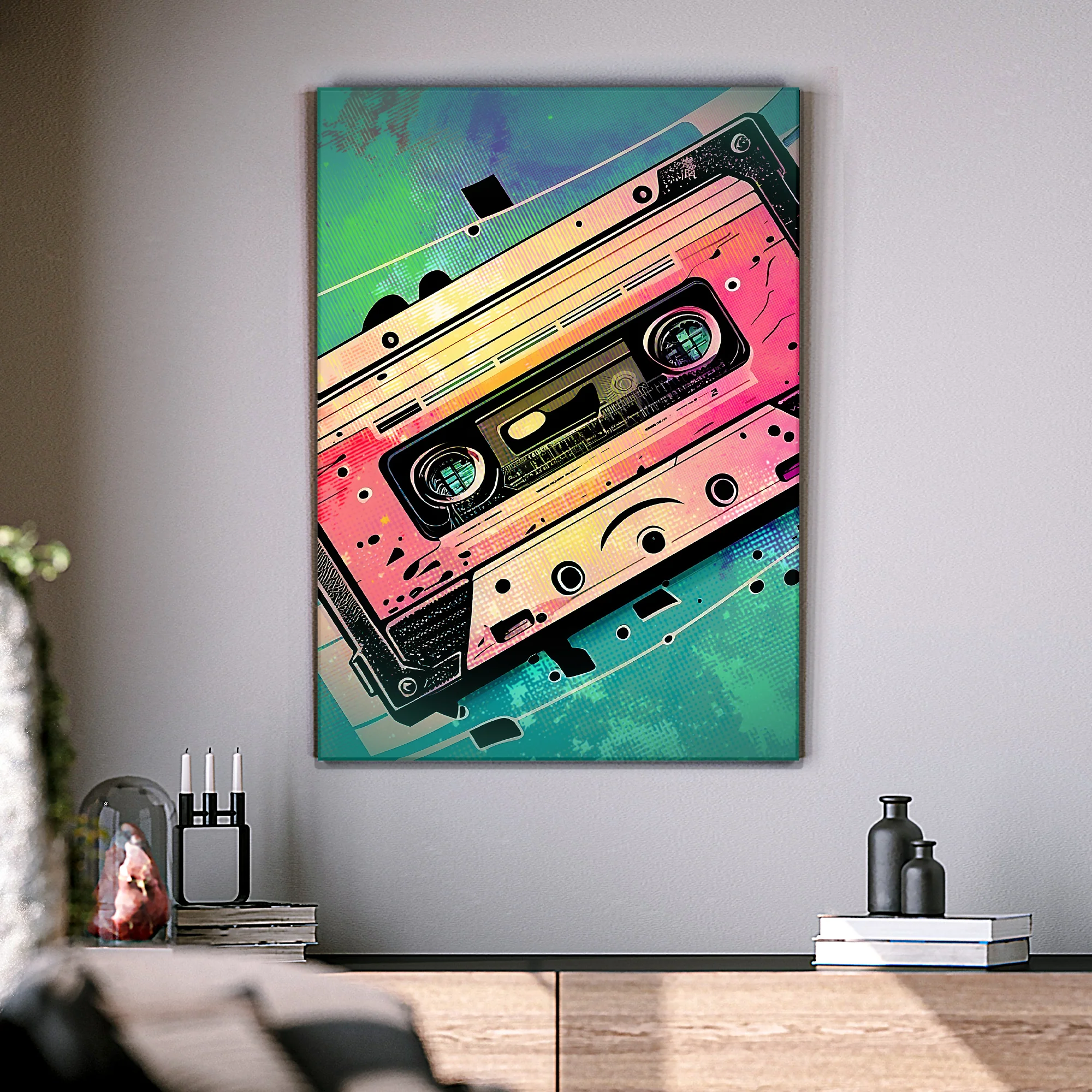 Music Equipment Cassette Tape Pop Art Canvas Wall Art - Image 3