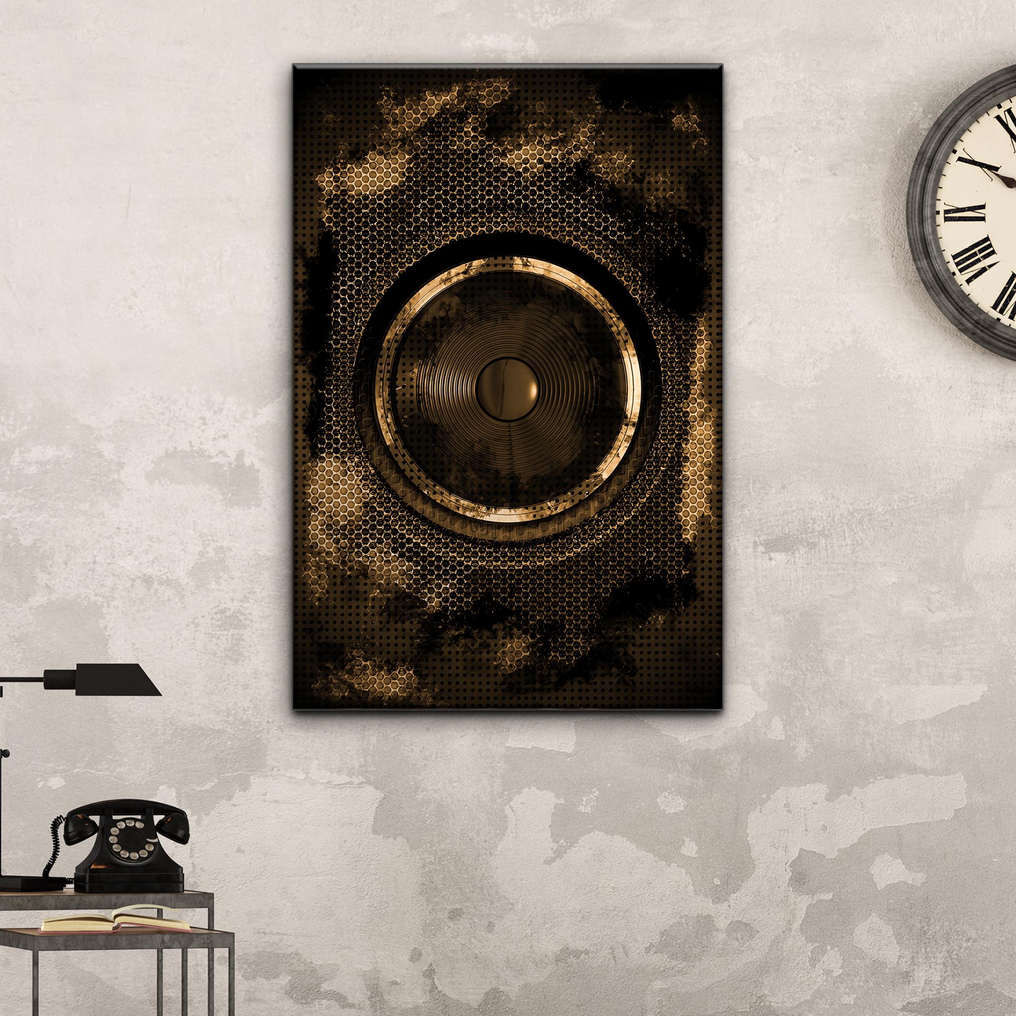 Music Equipment Speakers Grunge Canvas Wall Art - Image 3