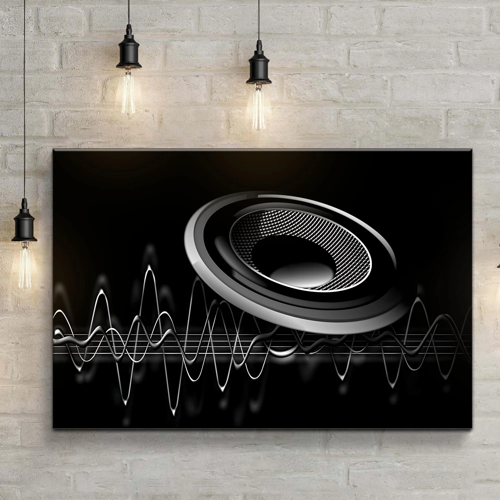 Music Equipment Speakers Monochrome Canvas Wall Art - Image 3