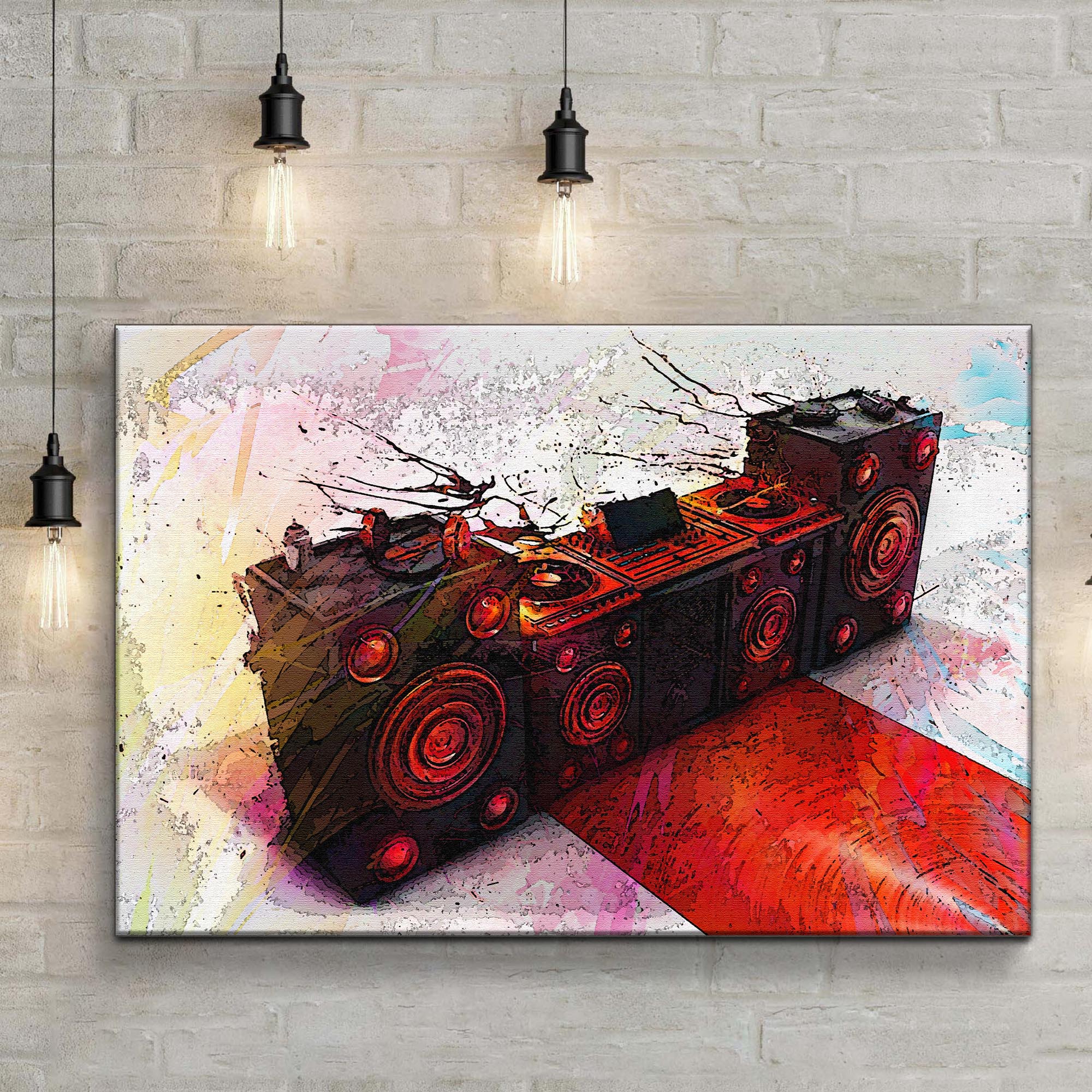 Music Equipment Speakers Watercolor Canvas Wall Art - Image 3