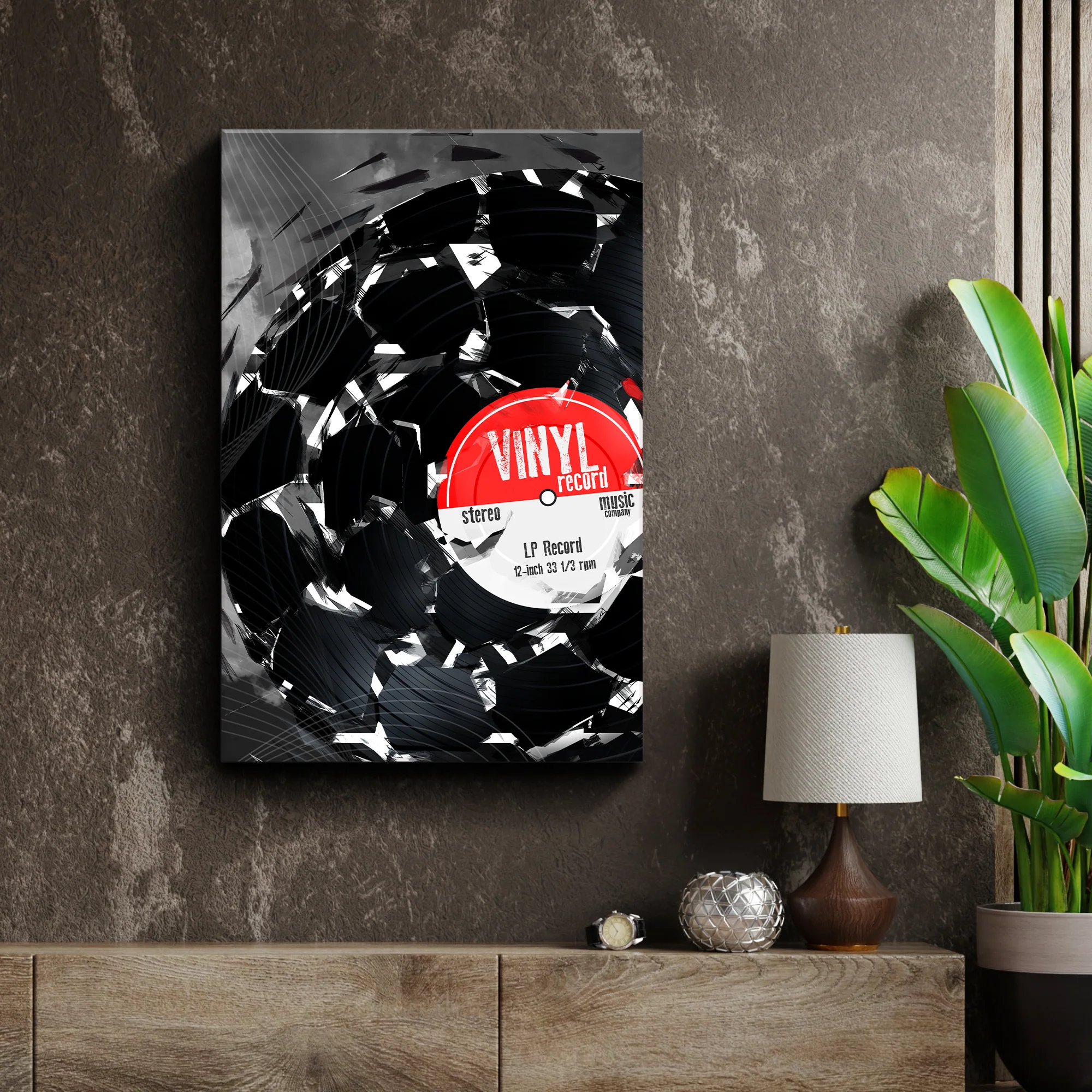 Music Equipment Vinyl Records Abstract Canvas Wall Art - Image 3