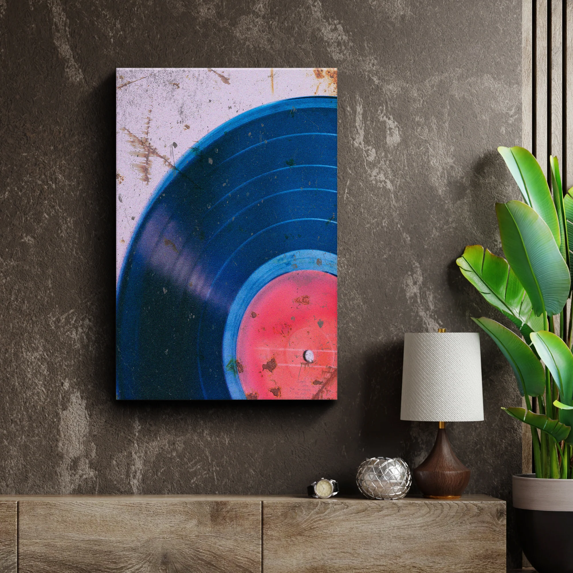 Music Equipment Vinyl Records Grunge Canvas Wall Art - Image 3