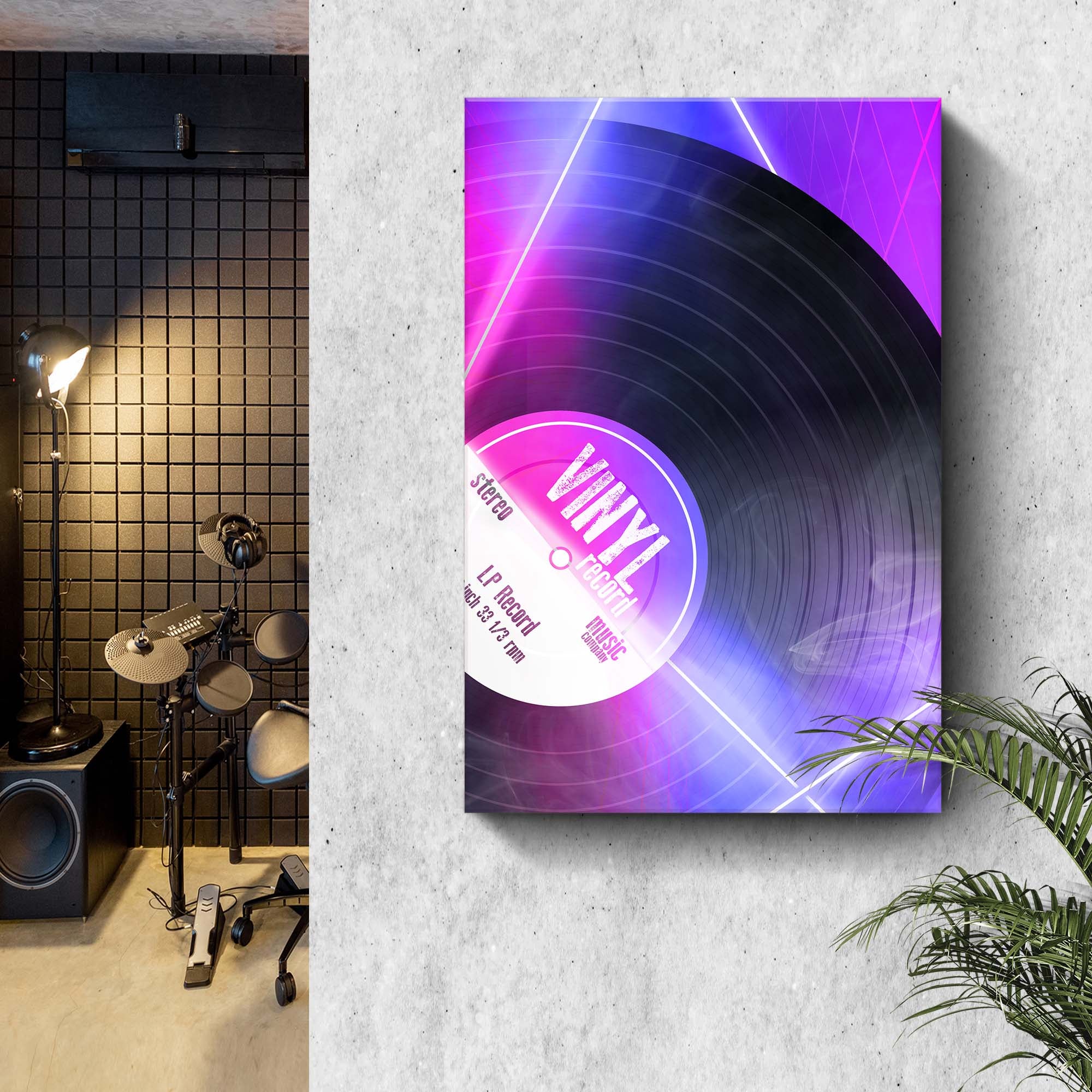 Music Equipment Vinyl Records Modern Canvas Wall Art - Image 2