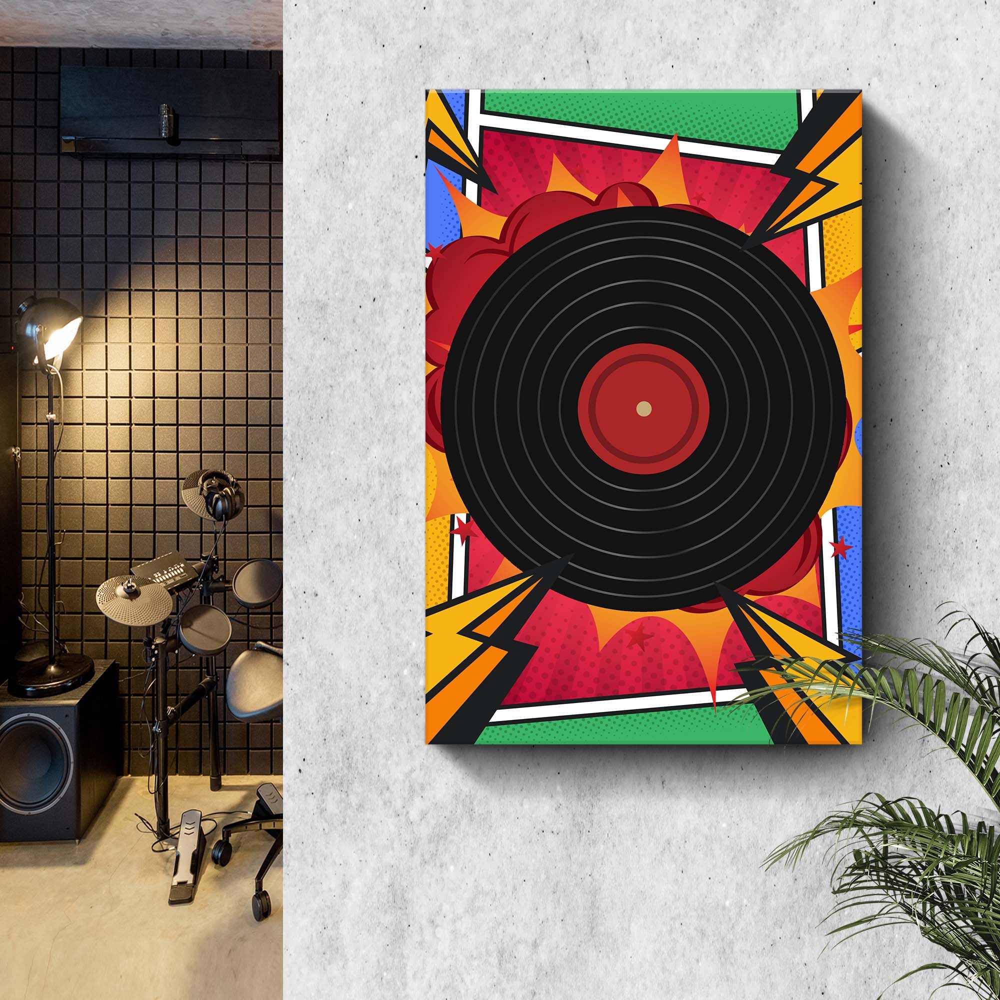Music Equipment Vinyl Records Pop Art Canvas Wall Art - Image 2