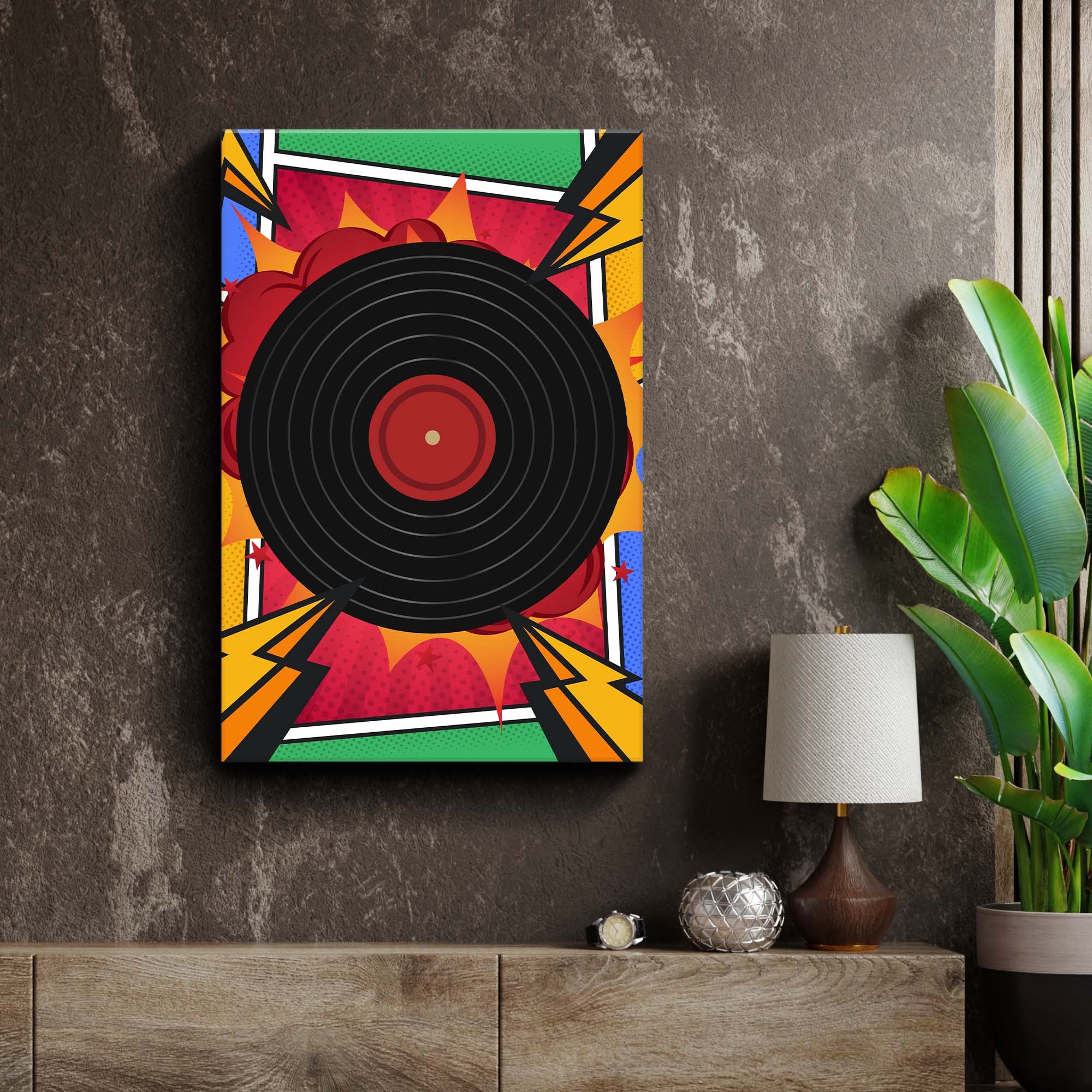 Music Equipment Vinyl Records Pop Art Canvas Wall Art - Image 3