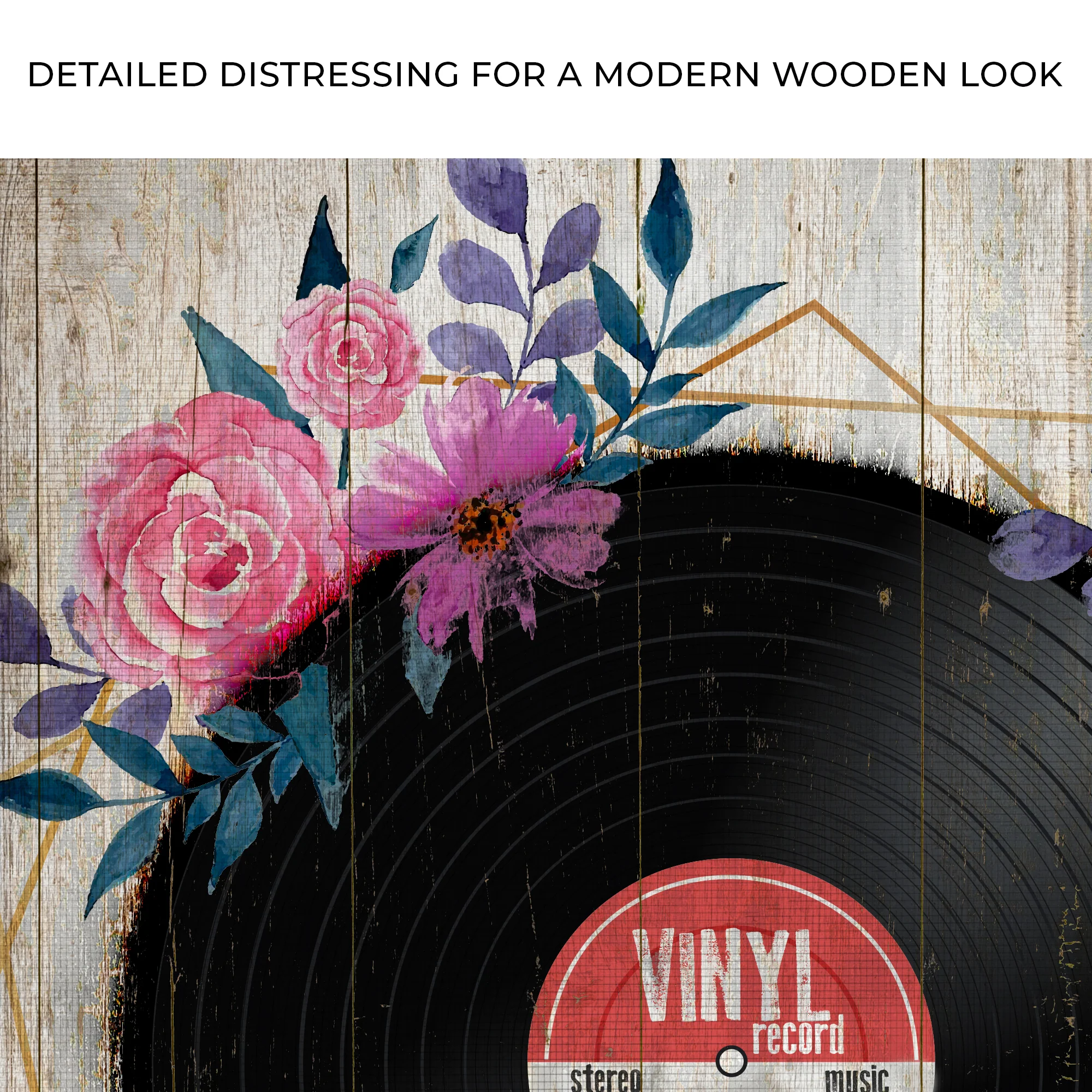 Music Equipment Vinyl Records Rustic Canvas Wall Art - Image 4