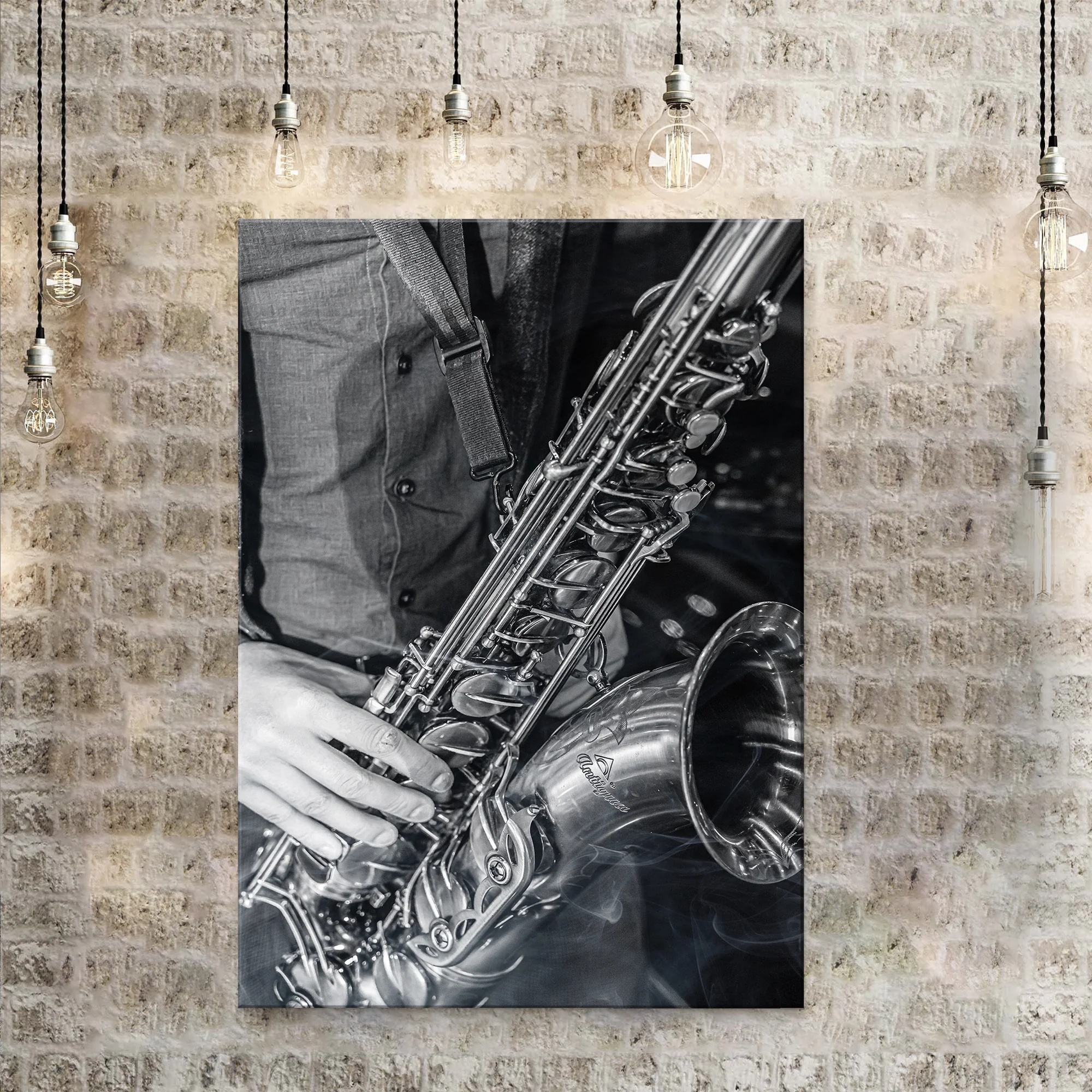 Music Genres Jazz Monochrome Canvas Wall Art - Image 3